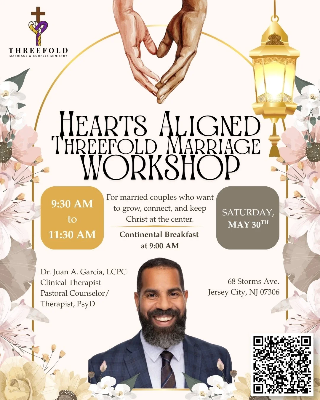 Join us for the Hearts Aligned Threefold Marriage Workshop, a morning created just for married couples who want to grow, reconnect, and keep Christ at the center. Dr. Juan A. Garcia will be sharing wisdom that's both spiritually grounded and practica