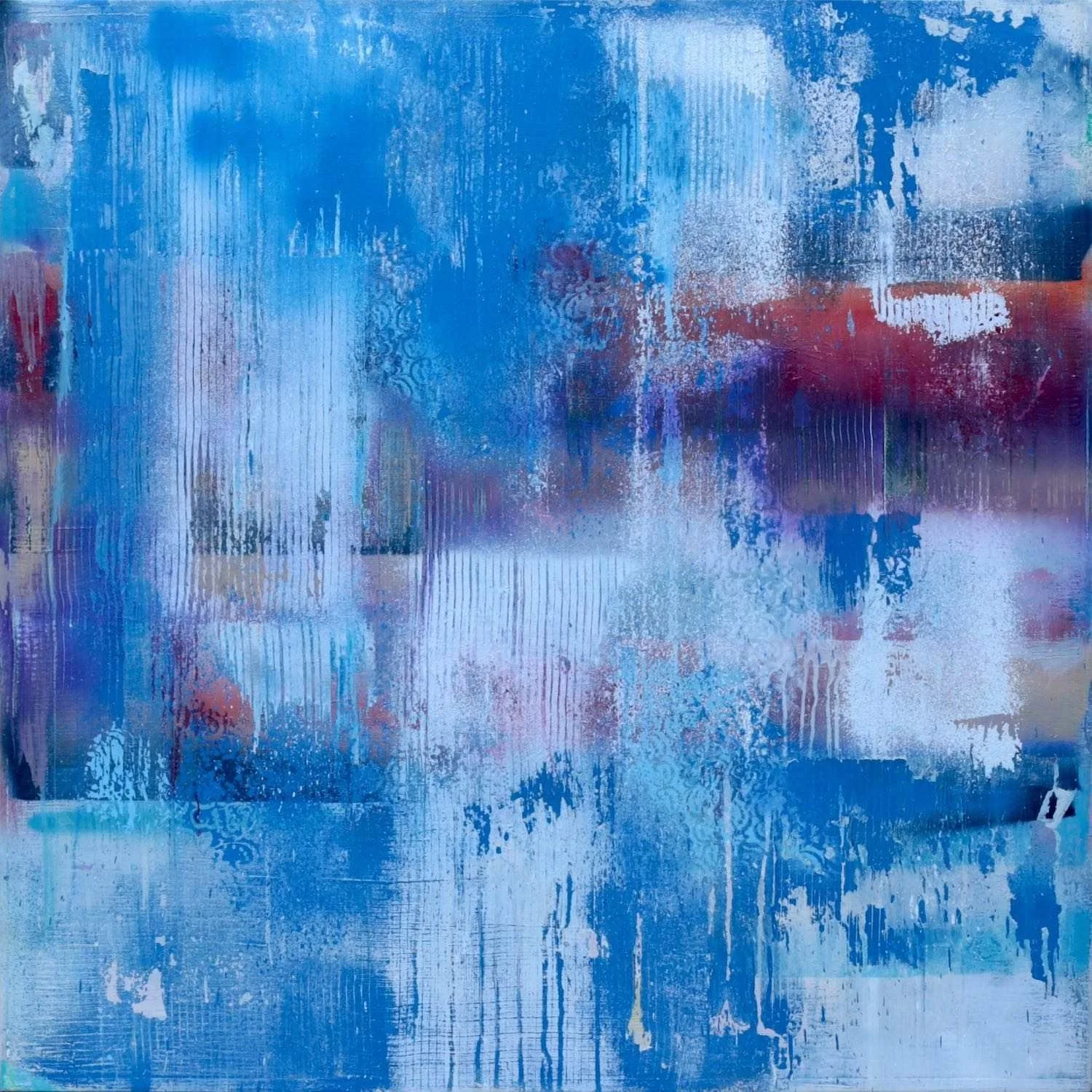Atardecer, 2024. Técnica mixta sobre lino, 100 x 100 cm.