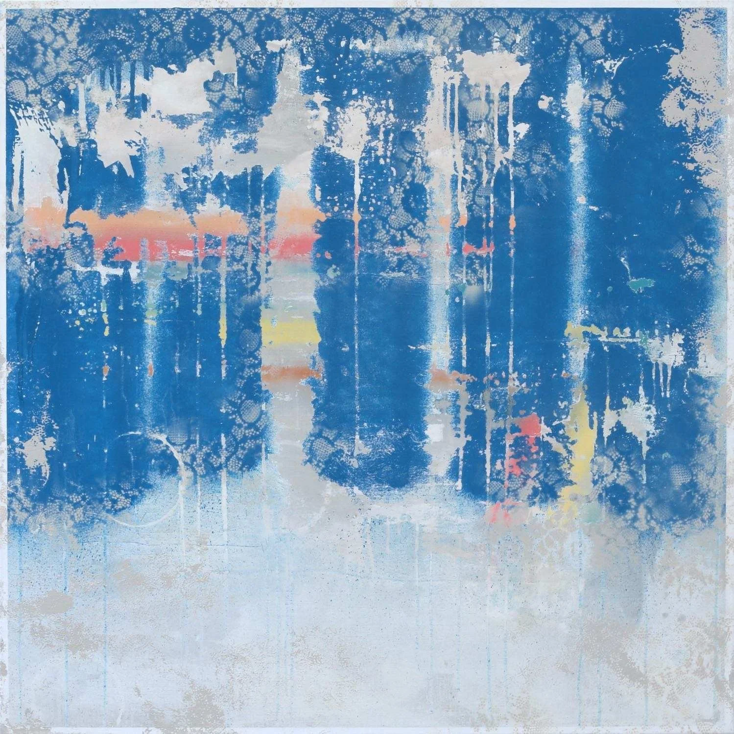 Lluvia de Verano I, 2022. Técnica mixta sobre lino, 100 x 100 cm.