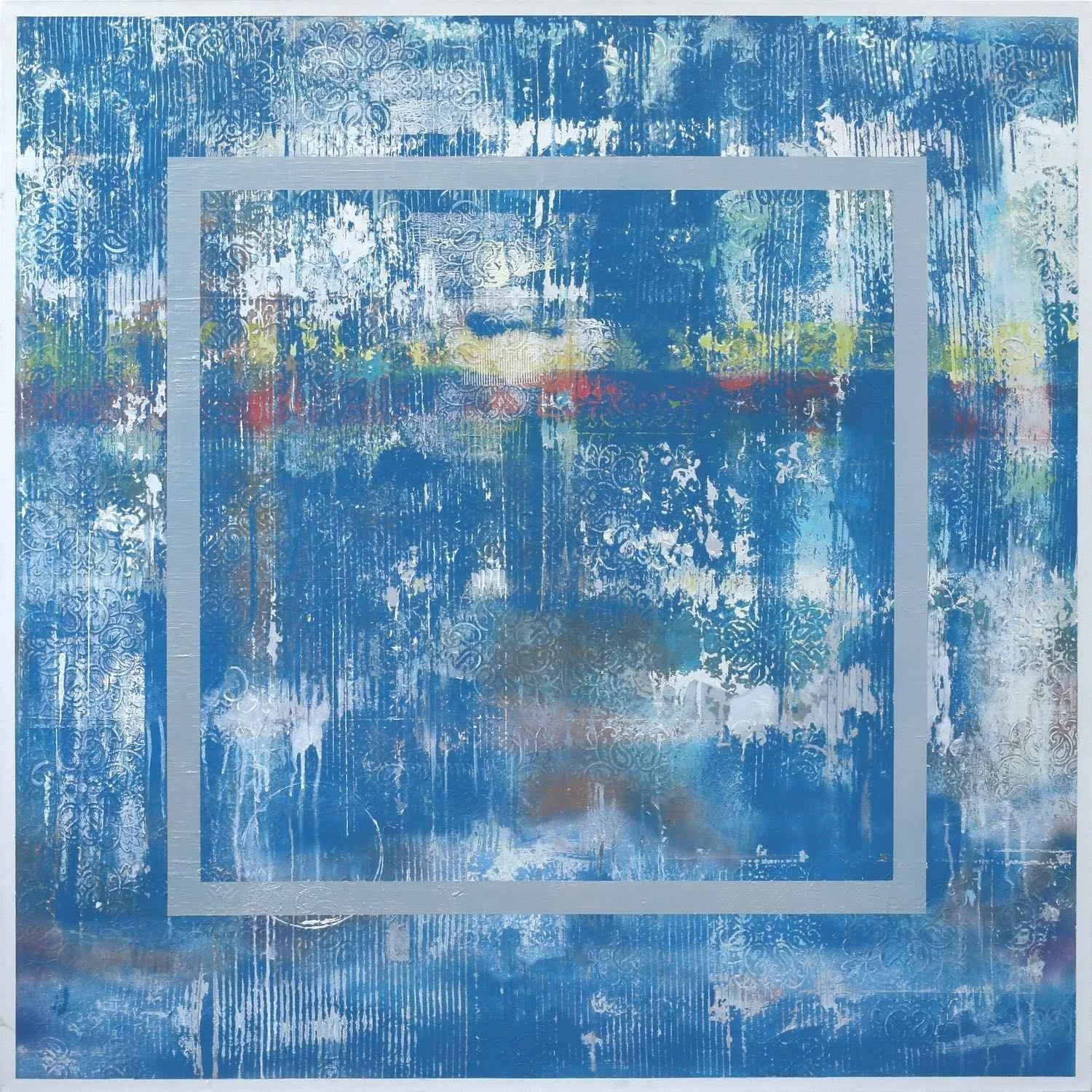 Silver Window, 2023. Técnica mixta sobre lino, 120 x 120 cm.