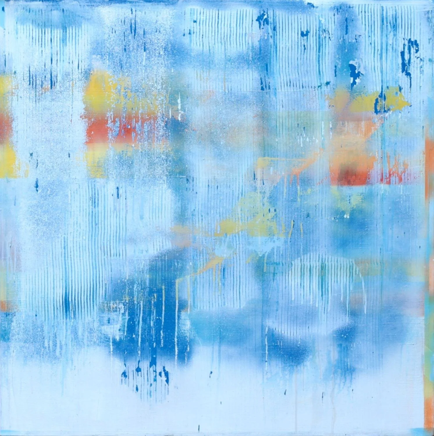 Amanecer, 2024. Técnica mixta sobre lino, 100 x 100 cm.