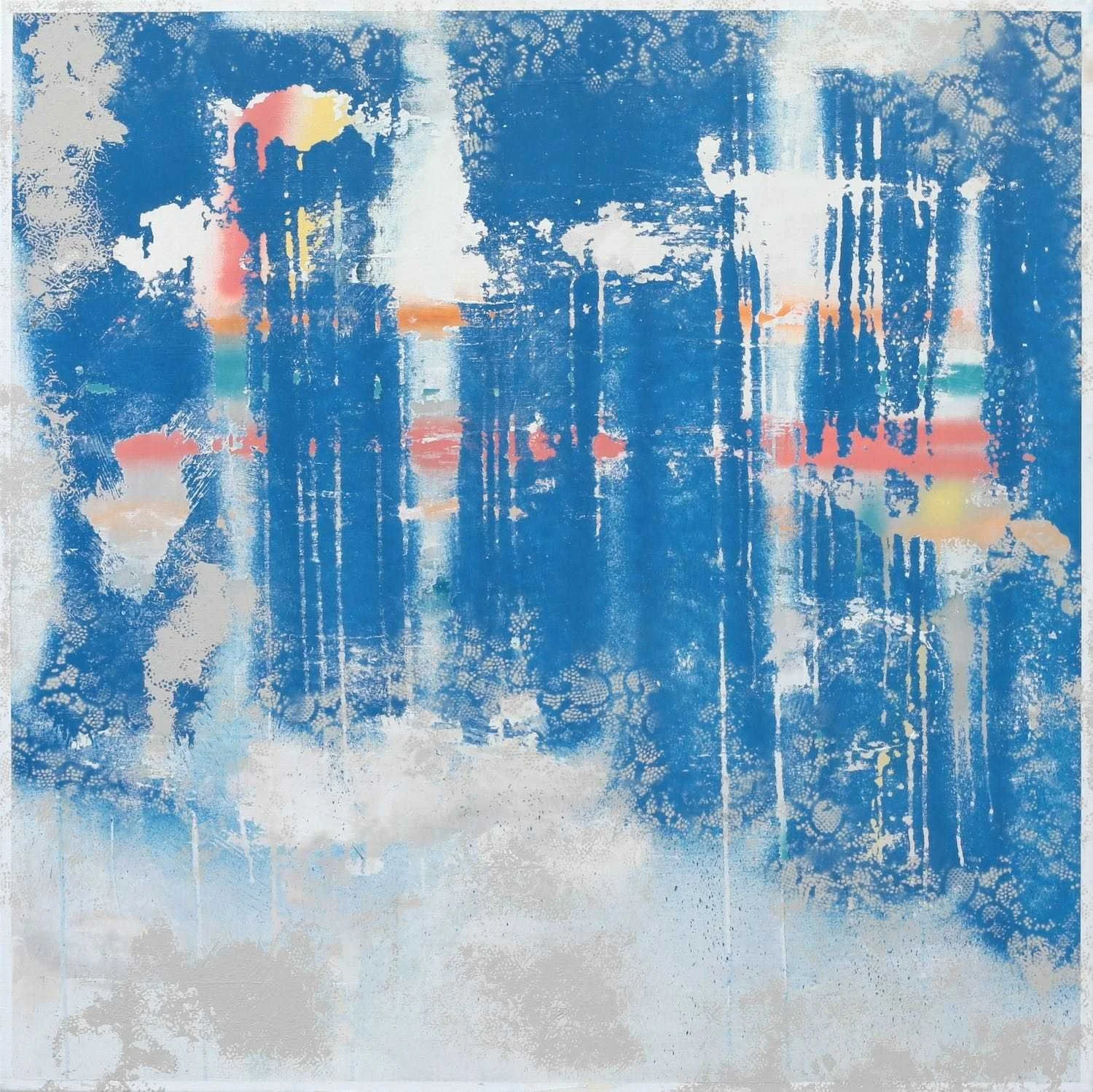 Lluvia de Verano II, 2022. Técnica mixta sobre lino, 100 x 100 cm.