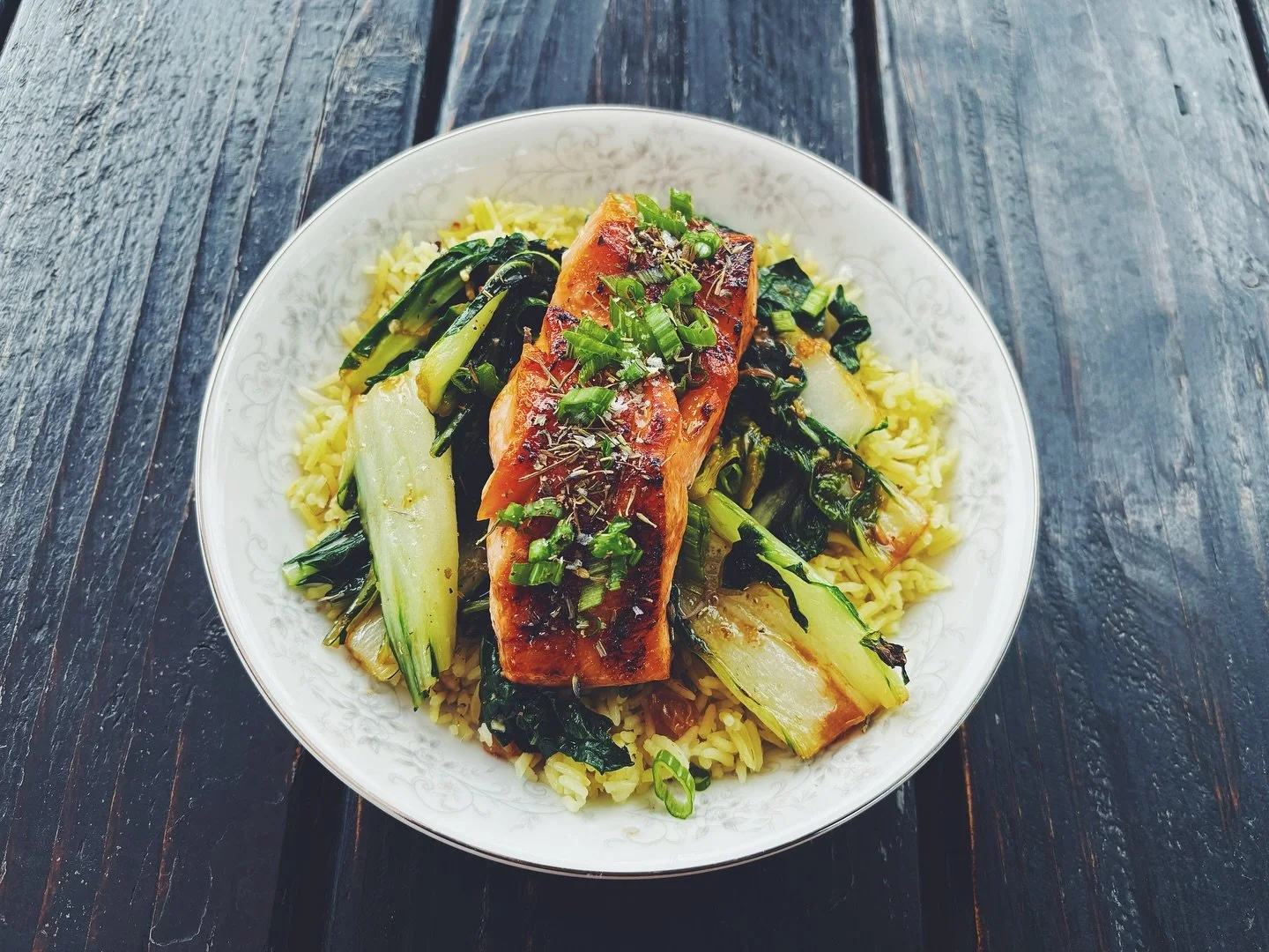 This weather is screaming BBQ!
If you&rsquo;re looking for something lighter&mdash;or just don&rsquo;t eat land-meat&mdash;we just rolled out a new Baked Salmon special.

It comes with a sweet glaze, turmeric rice, and some fresh bok choy. Honestly, 