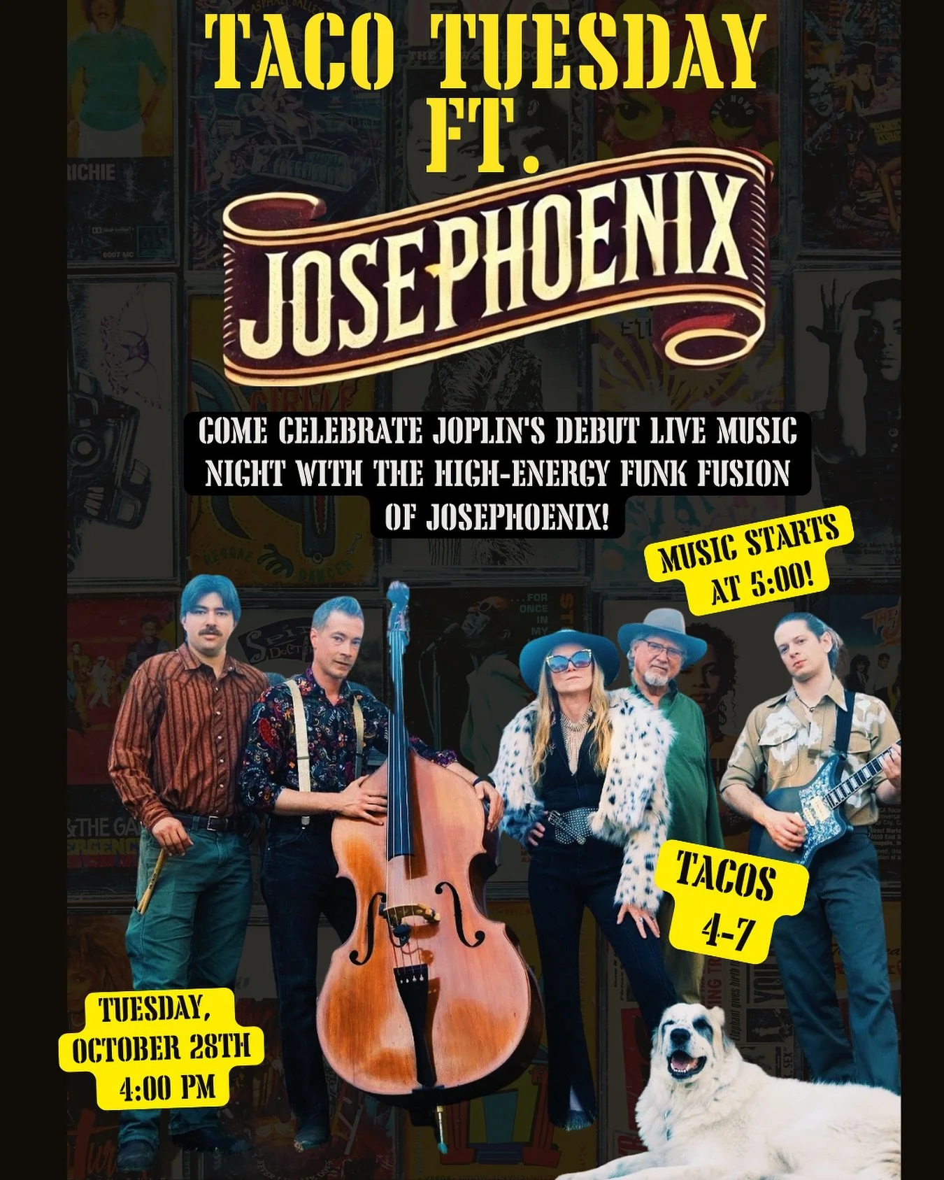 Taco Tuesday just got LOUD! 🔊🌮 @josephoenixband is playing TOMORROW for Joplin&rsquo;s first-ever live music event! Get here early for Tacos from 4-7 PM, and get ready for the show at 5PM. 🔥 

#livemusic #josephoenix #joplinsojai #joplins #ojaifoo