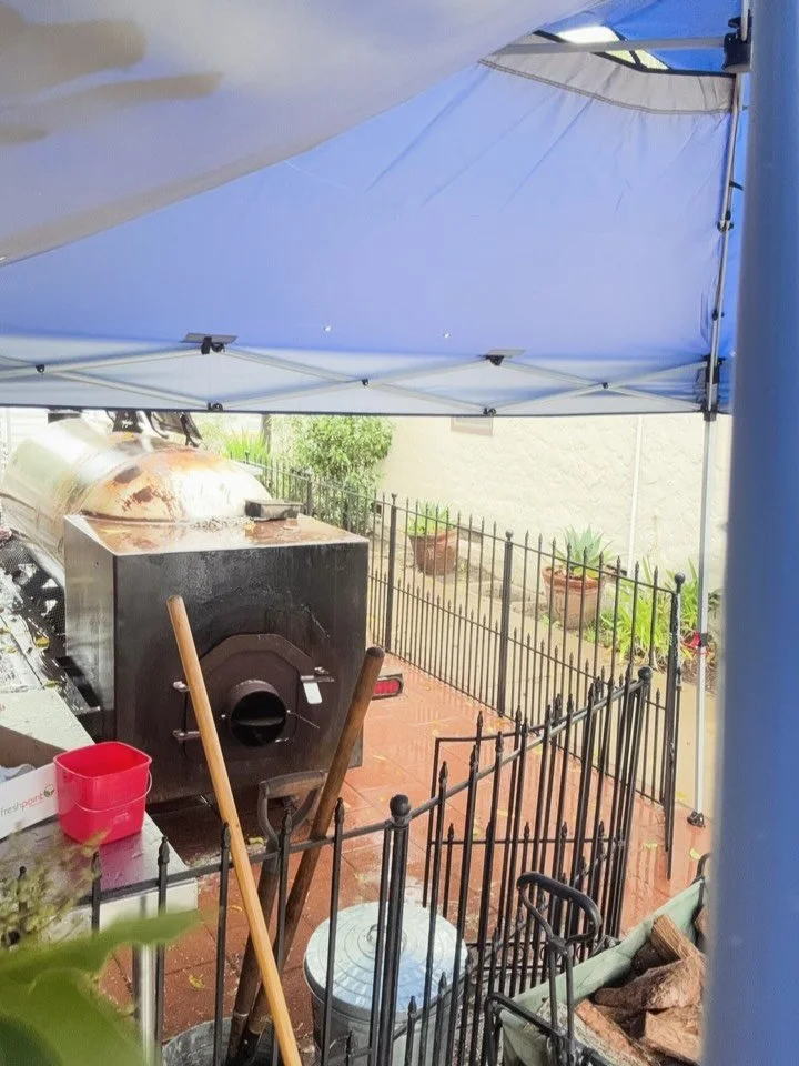 Rainy day, small business, restaurant grind. Making sure our products are up to par. Wish we could cozy up at home, but work doesn't stop. Some people get a financial boost to kickstart their restaurants, while others, like us, have to hustle. Life w