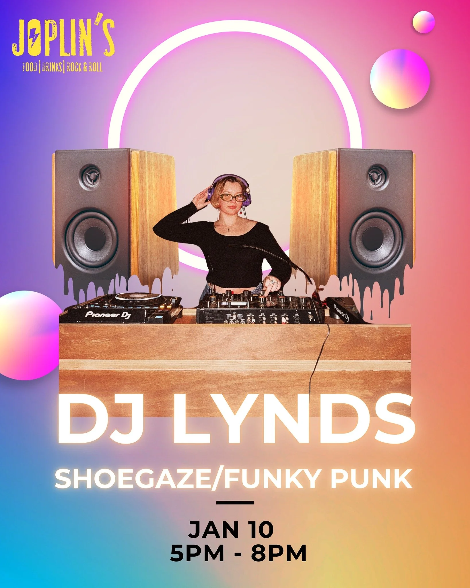 Catch everyone&rsquo;s favorite color bomb, @totallylynds, bringing all the brightness to the booth! 🧨✨

She&rsquo;s spinning a mix of shoegaze + funky punk tomorrow (Saturday) from 5&ndash;8 PM. You don&rsquo;t want to miss this sonic explosion&mda