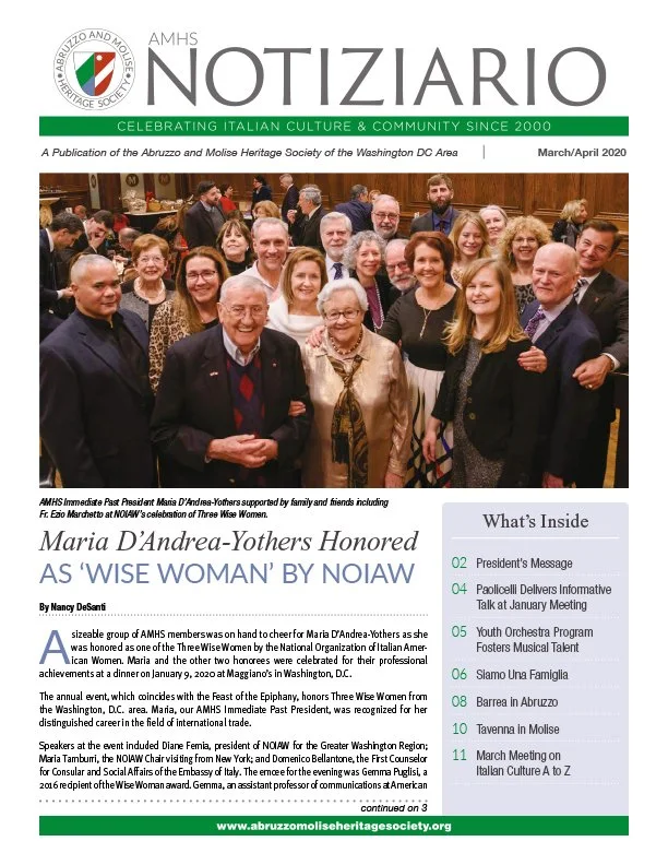Maria D’Andrea-Yothers Honored AS ‘WISE WOMAN’ BY NOIAW