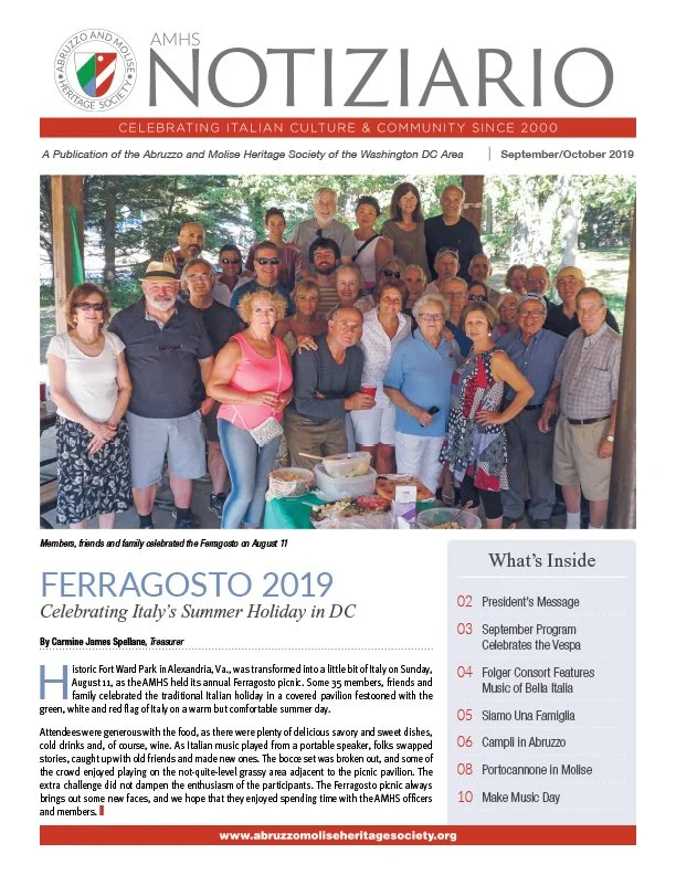 FERRAGOSTO 2019 Celebrating Italy’s Summer Holiday in DC