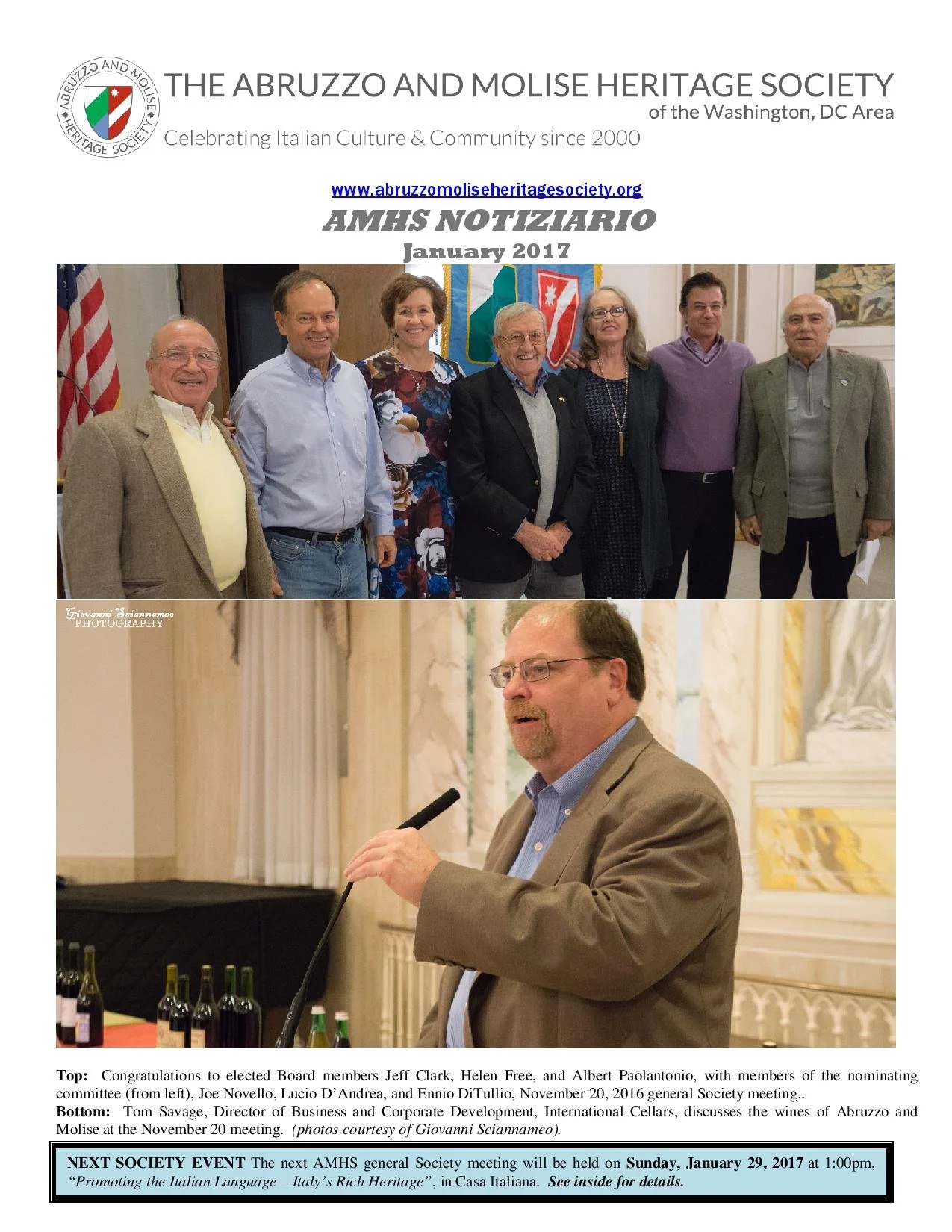 AMHS NOTIZIARIO January 2017
