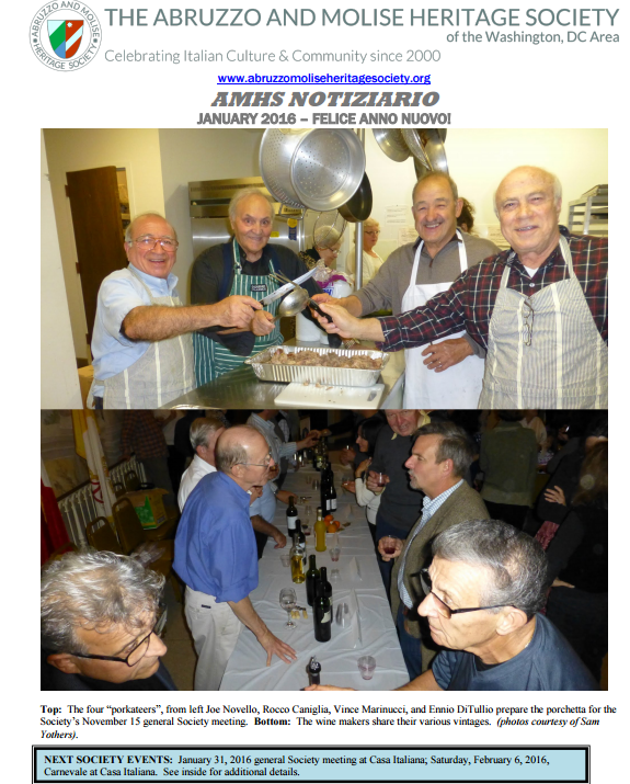 AMHS NOTIZIARIO JANUARY 2016 – FELICE ANNO NUOVO!
