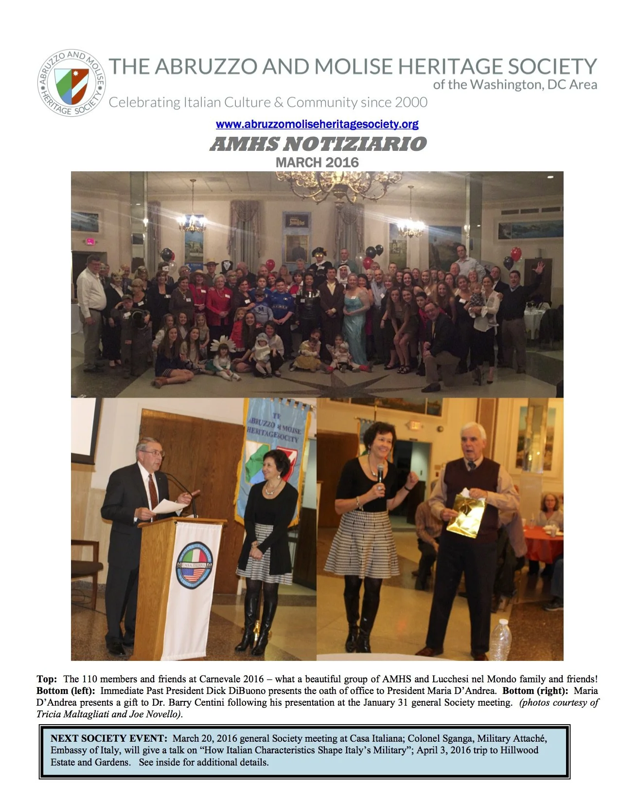 AMHS NOTIZIARIO MARCH 2016