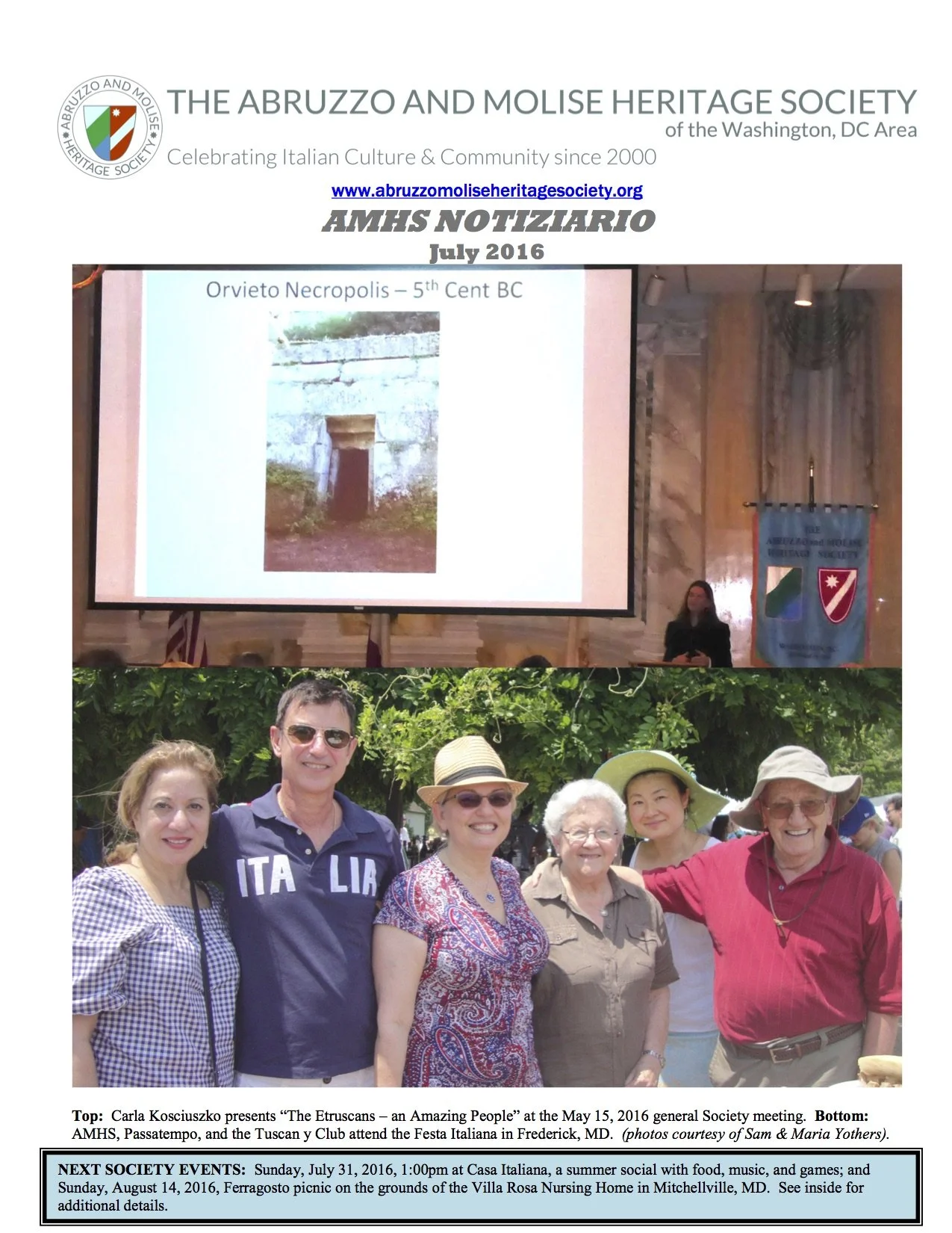 AMHS NOTIZIARIO July 2016