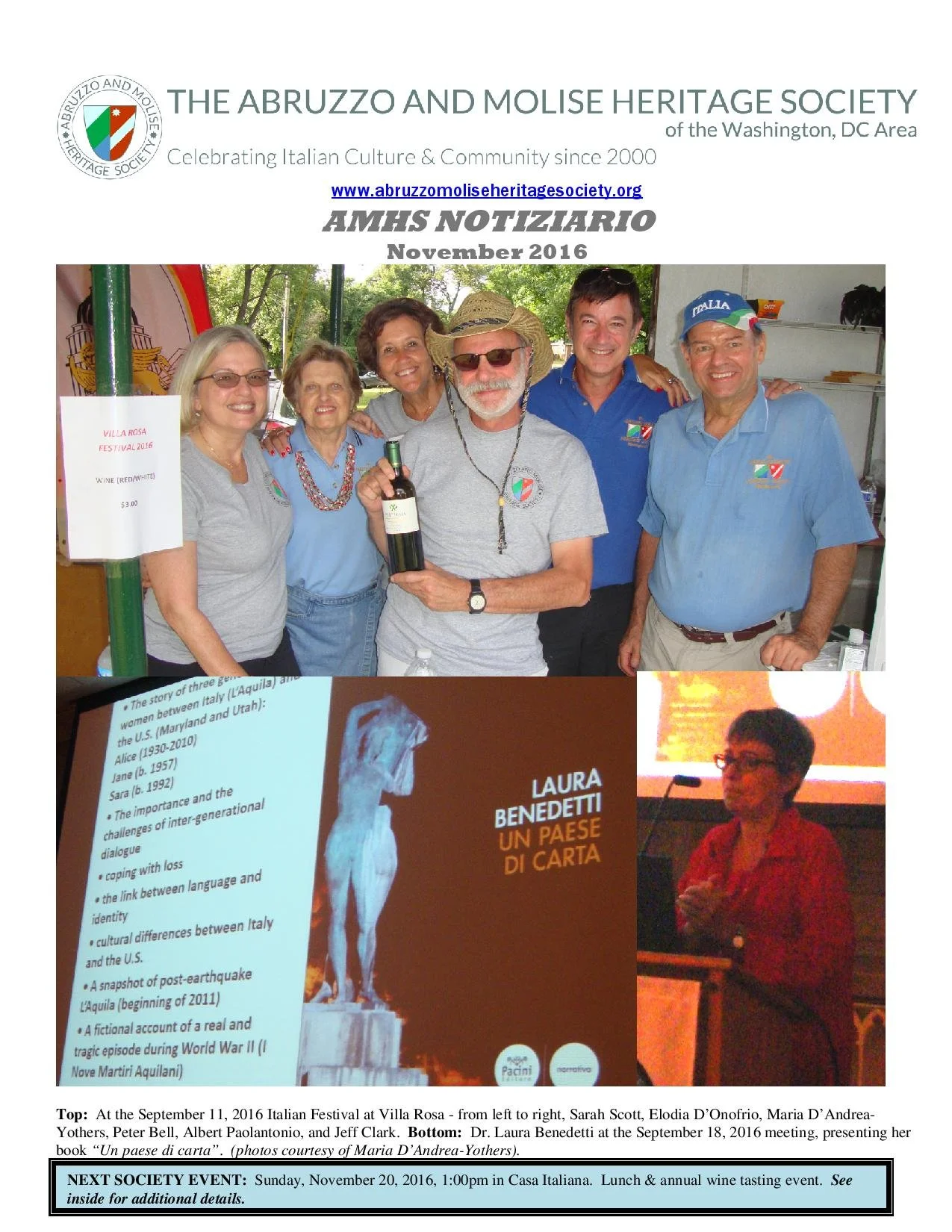 AMHS NOTIZIARIO November 2016