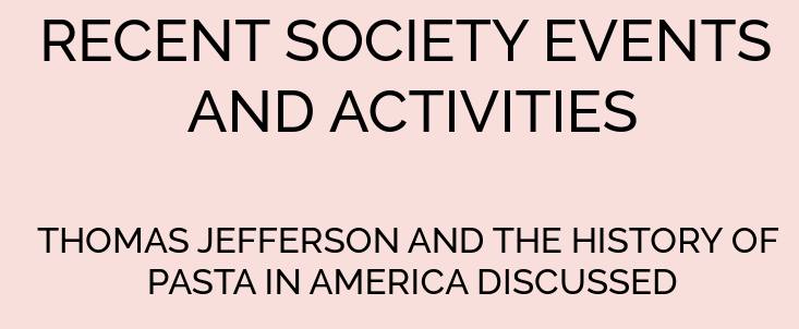 RECENT SOCIETY EVENTS AND ACTIVITIES