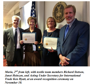 CONGRATULATIONS TO MARIA D’ANDREAYOTHERS ON RECEIPT OF DEPARTMENT OF COMMERCE’S HIGHEST HONOR