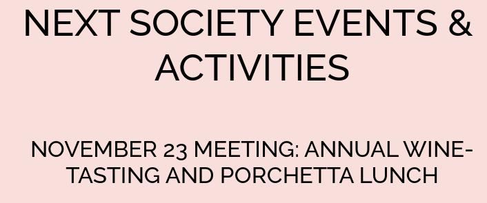 NEXT SOCIETY EVENTS & ACTIVITIES