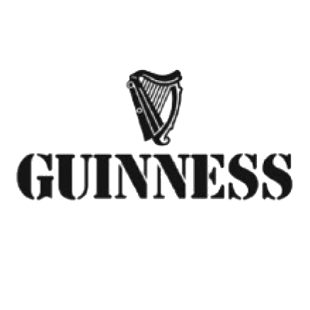 Guinness logo with a harp design and text.