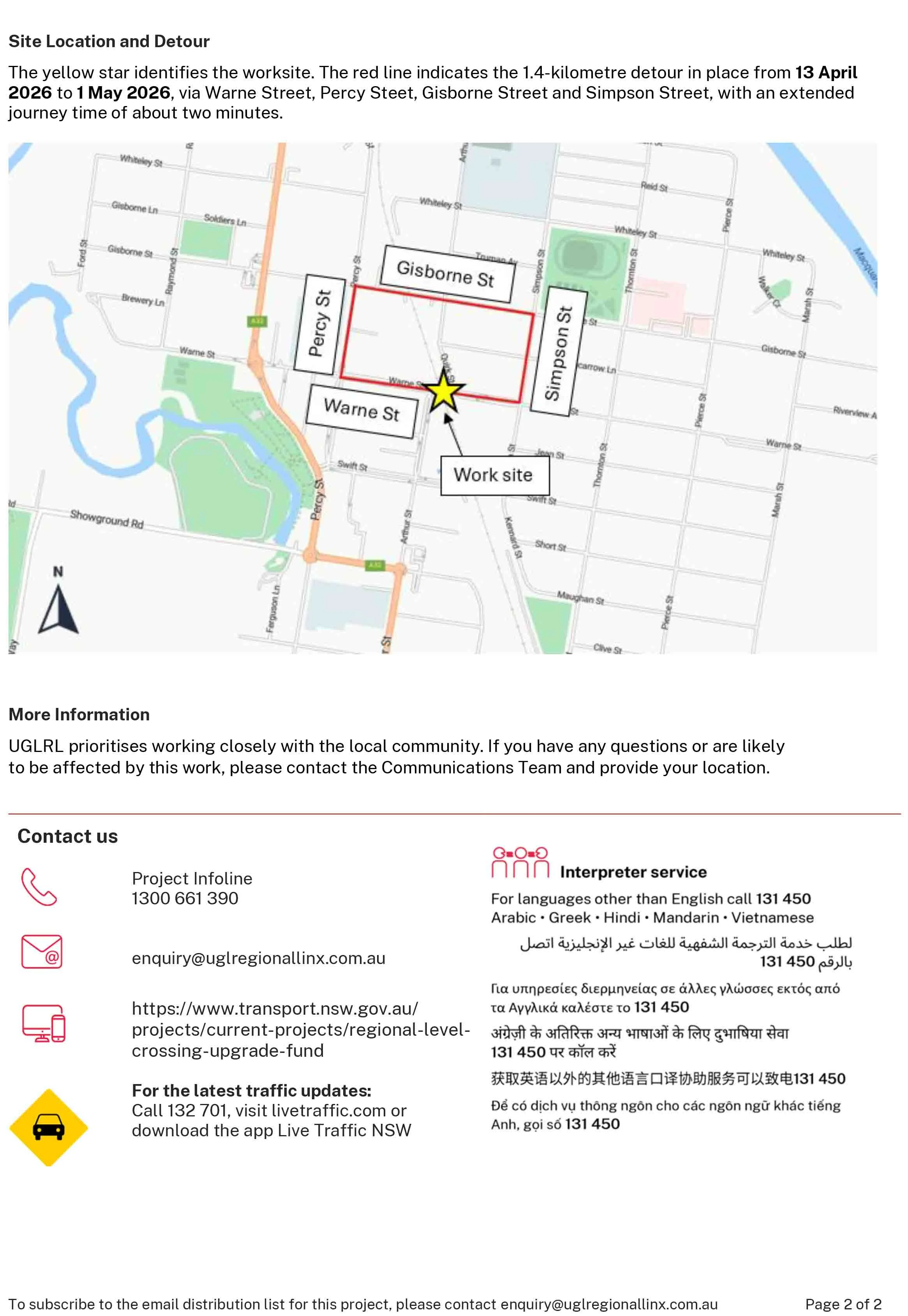Railway Crossing Closure at Warne Steet from Monday, April 13