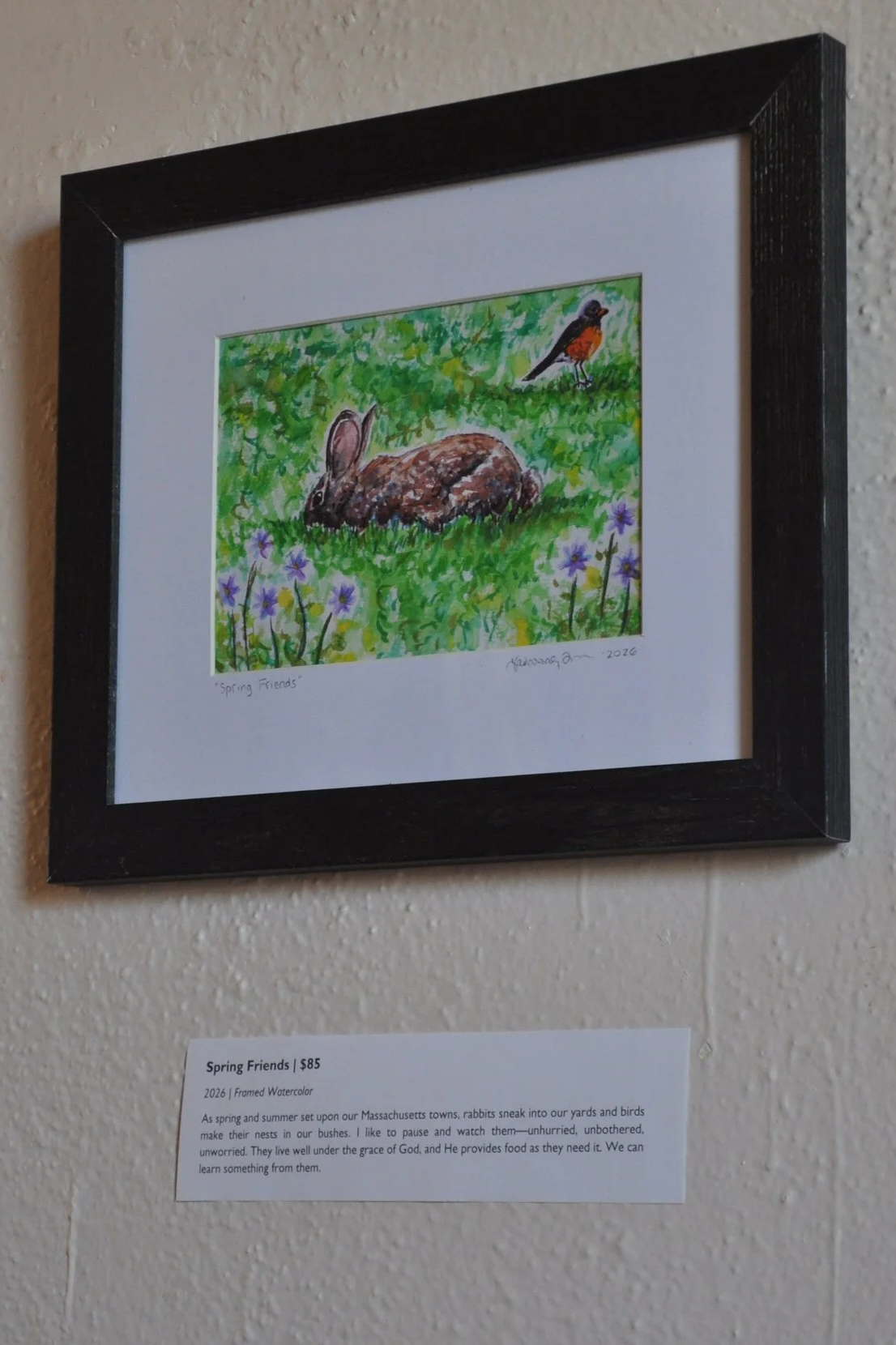 Rabbit & Robin Watercolor Painting