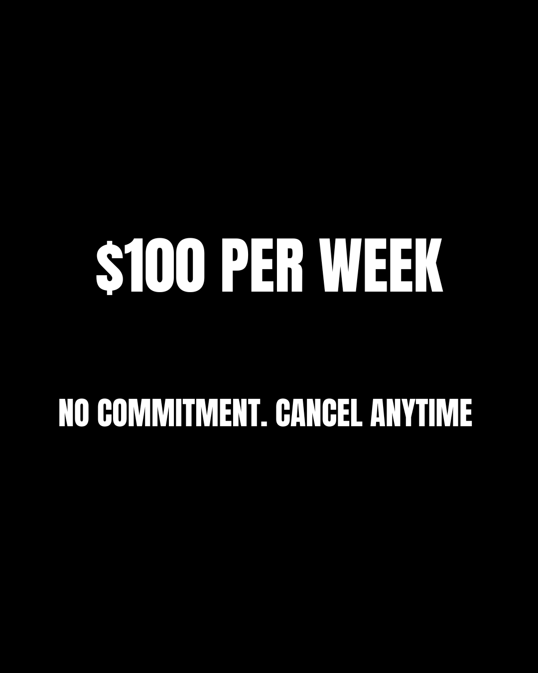 Advertisement offering a job paying $120 per week, with no commitment and cancel anytime, all in white text on a black background.
