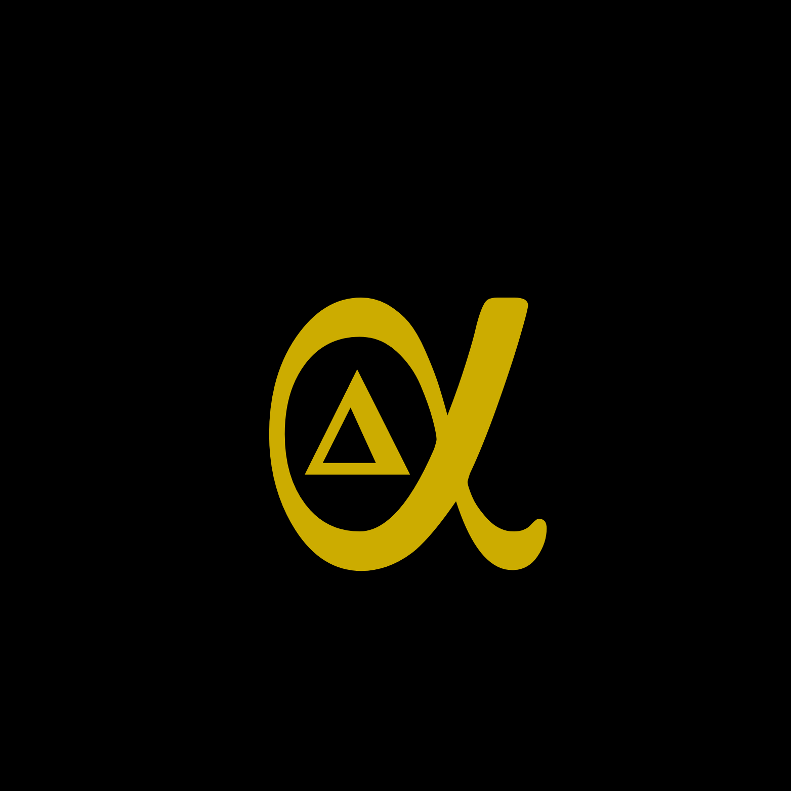 Black background with a gold Alpha Kappa Alpha sorority logo, featuring a stylized lowercase alpha and the Greek letter delta inside a circle.