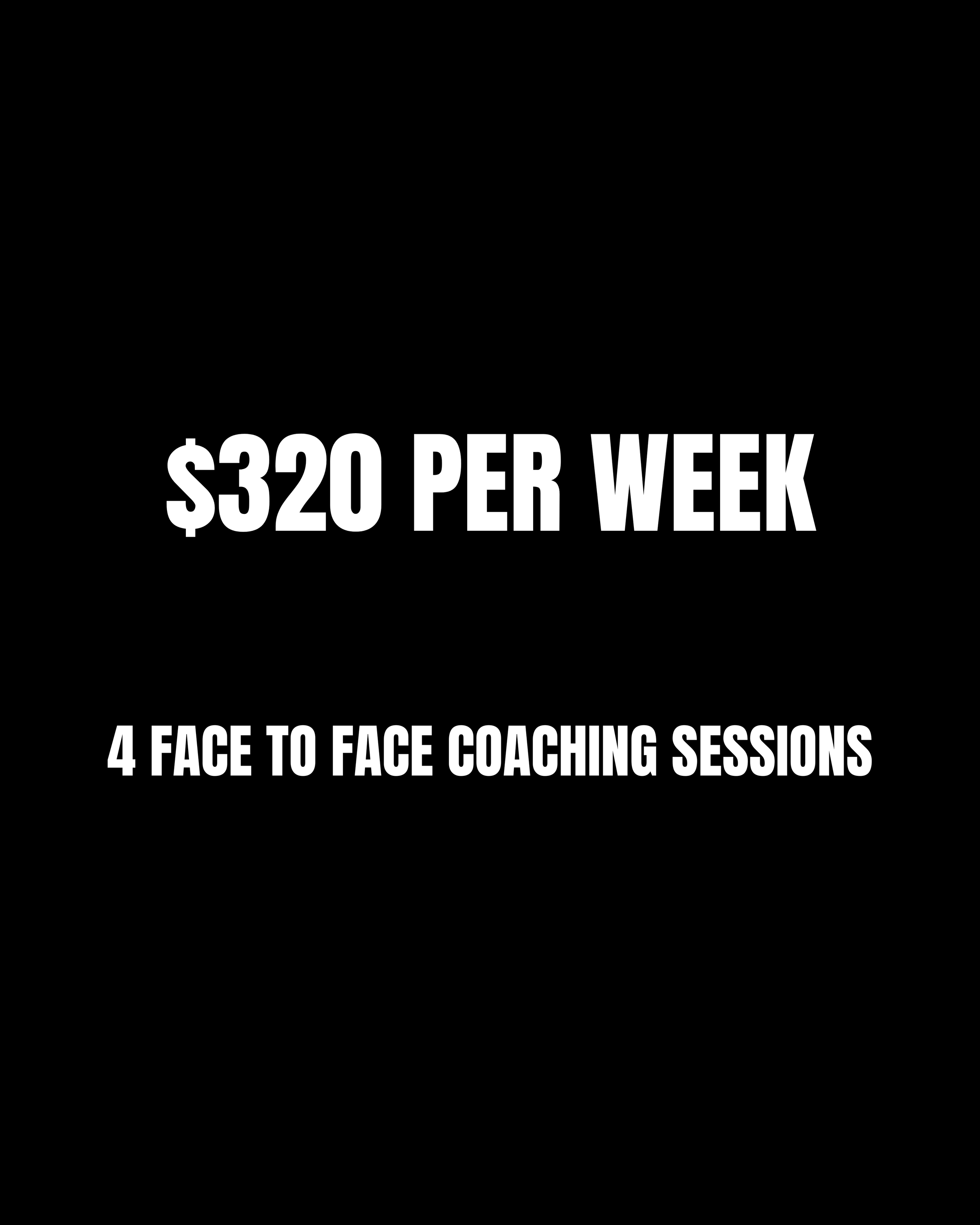 Advertisement offering four face-to-face coaching sessions for $320 per week.