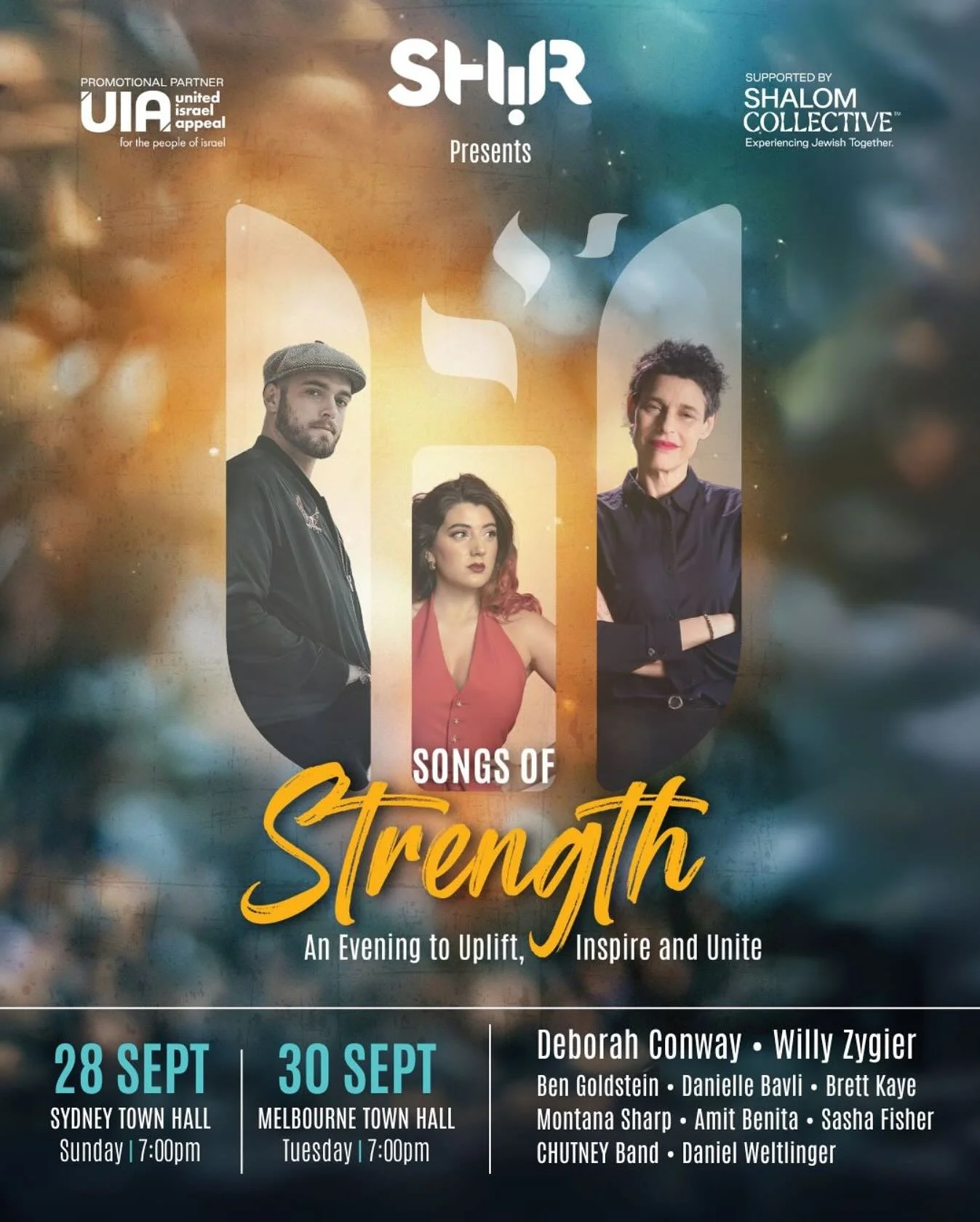 For the first time, SHIR The Australian Jewish Music Festival &ndash; brings its acclaimed concert experience to Melbourne with Songs of Strength, a one-night-only celebration of Jewish music, unity and pride.

Following the sold-out success of Songs