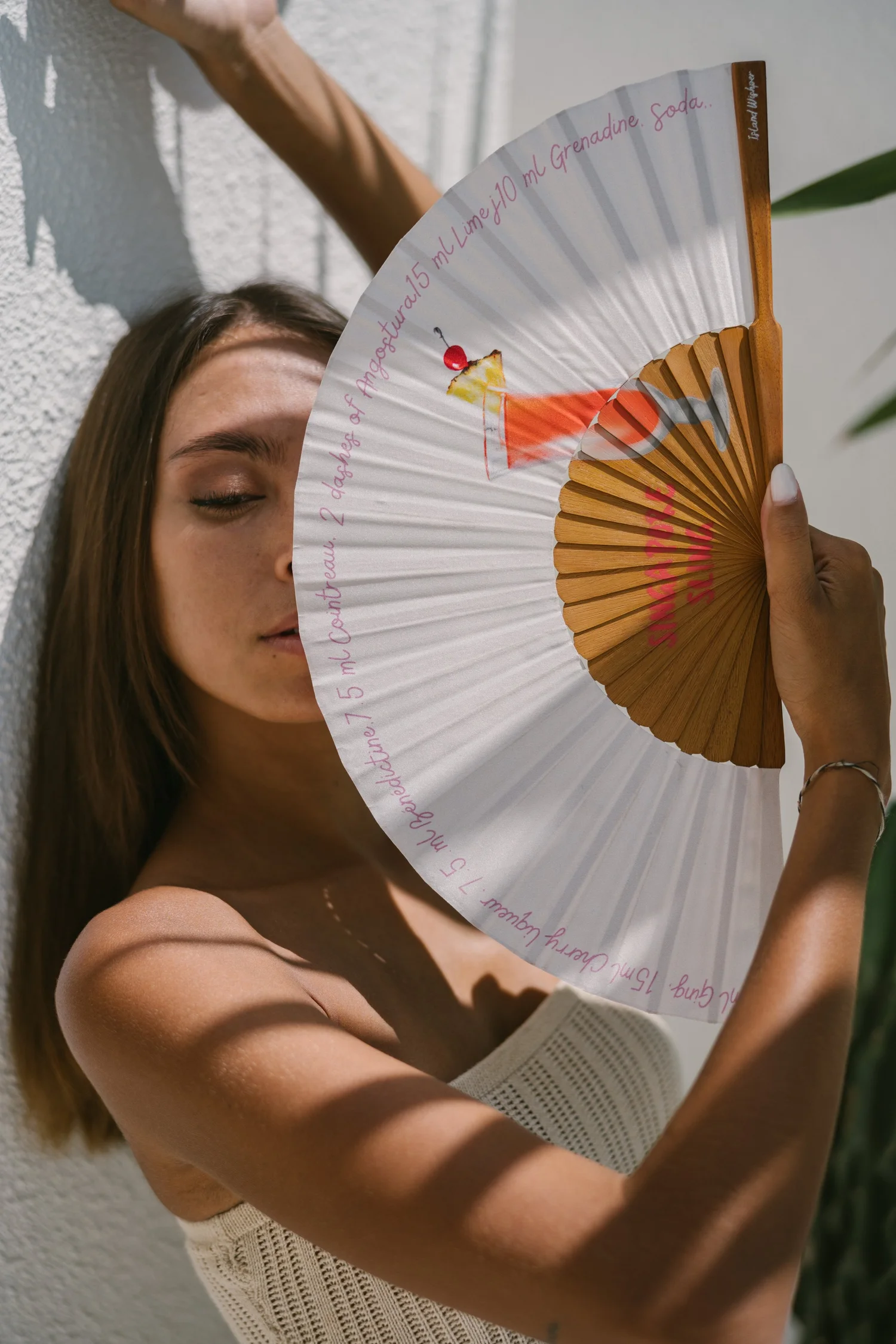 Singapore Sling luxury hand fan by Island Whisper Atelier