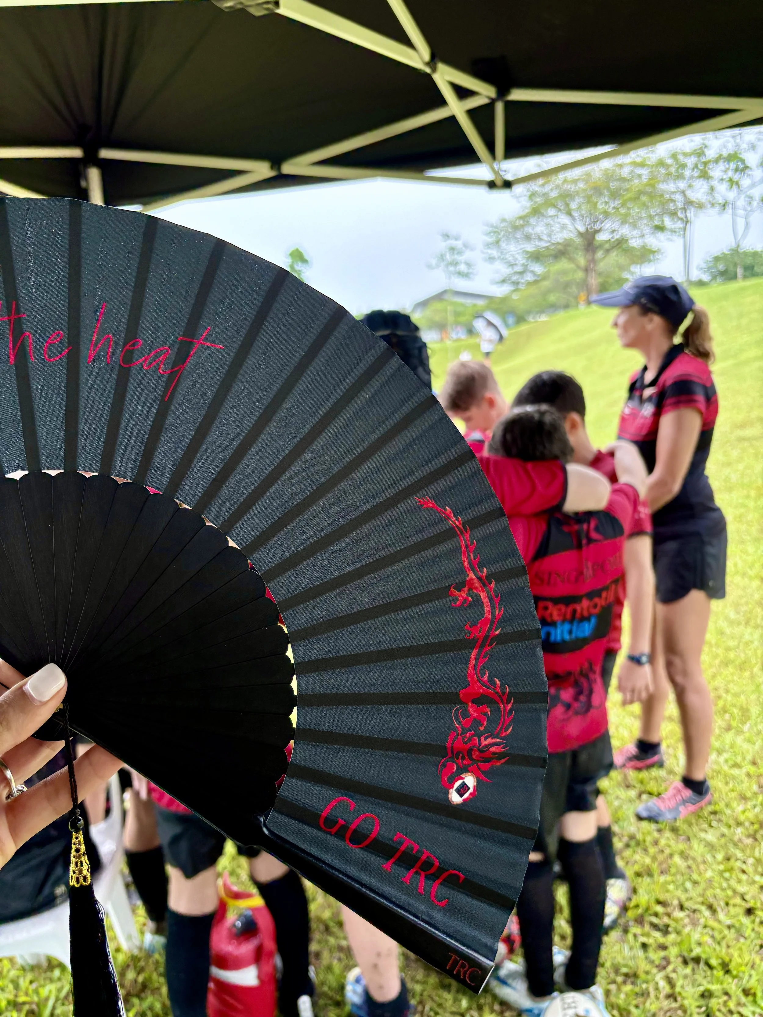 Luxury hand fan for a sport event rutby club