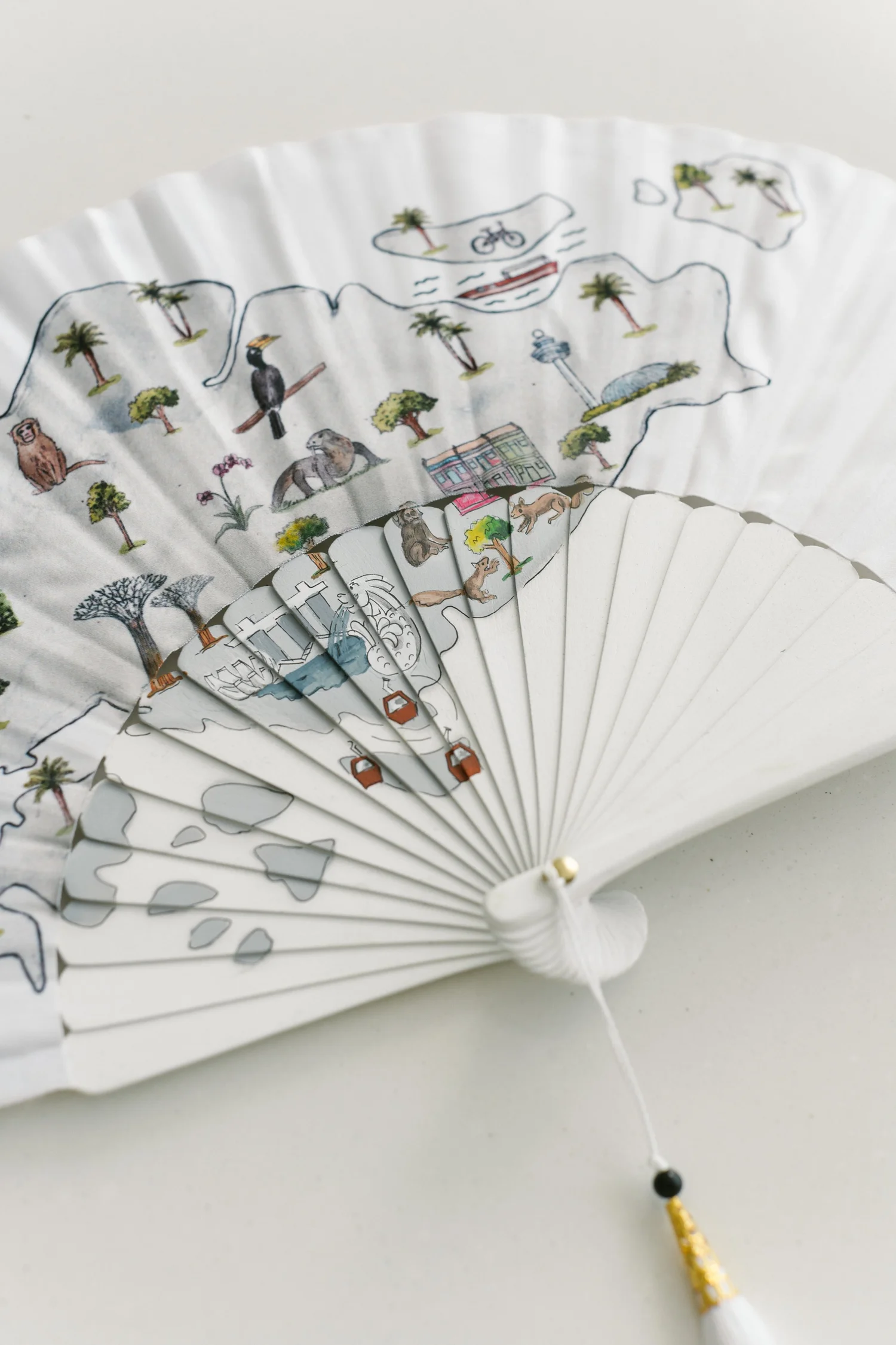 Lion City Map luxury hand fan inspired by Singapore