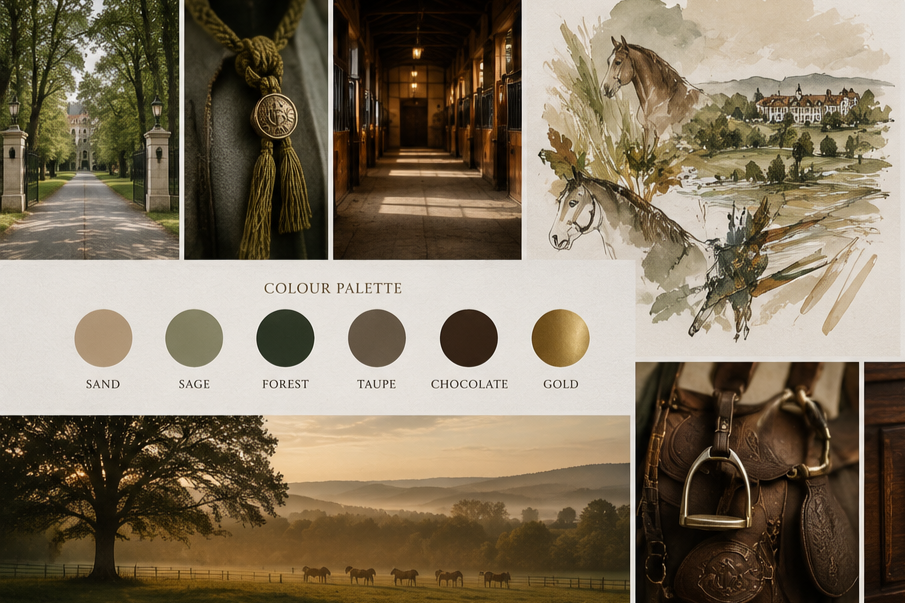 Bespoke handcrafted luxury hand fans inspired by equestrian heritage, designed by Island Whisper Atelier for Bethlen Estates in Transylvania, Romania.