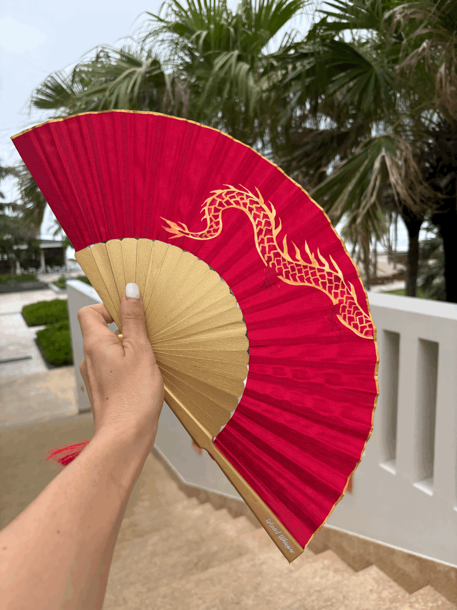 Wings of the Dragon luxury hand fan by Island Whisper Atelier