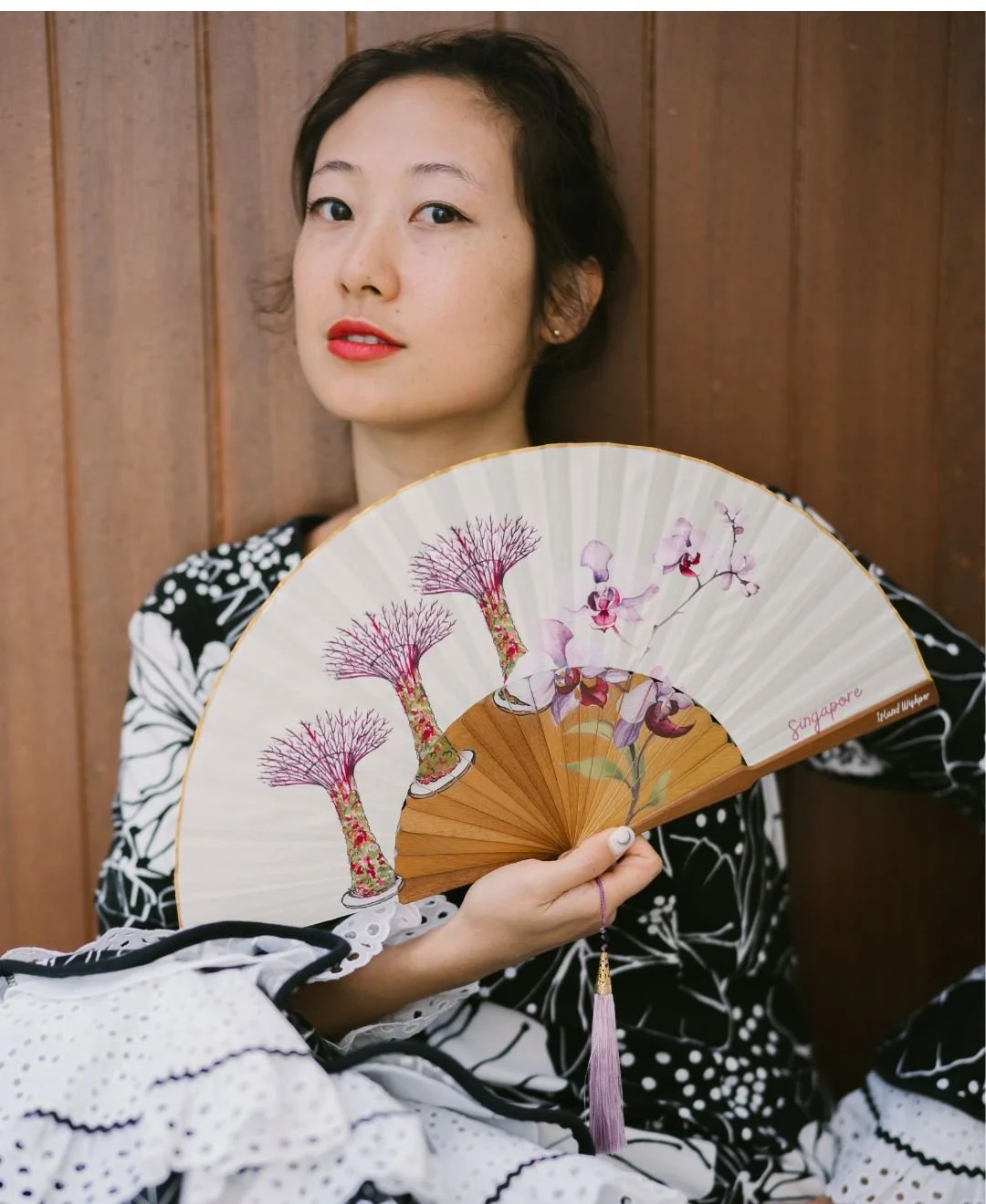 Supertree Orchid luxury hand fan inspired by Singapore
