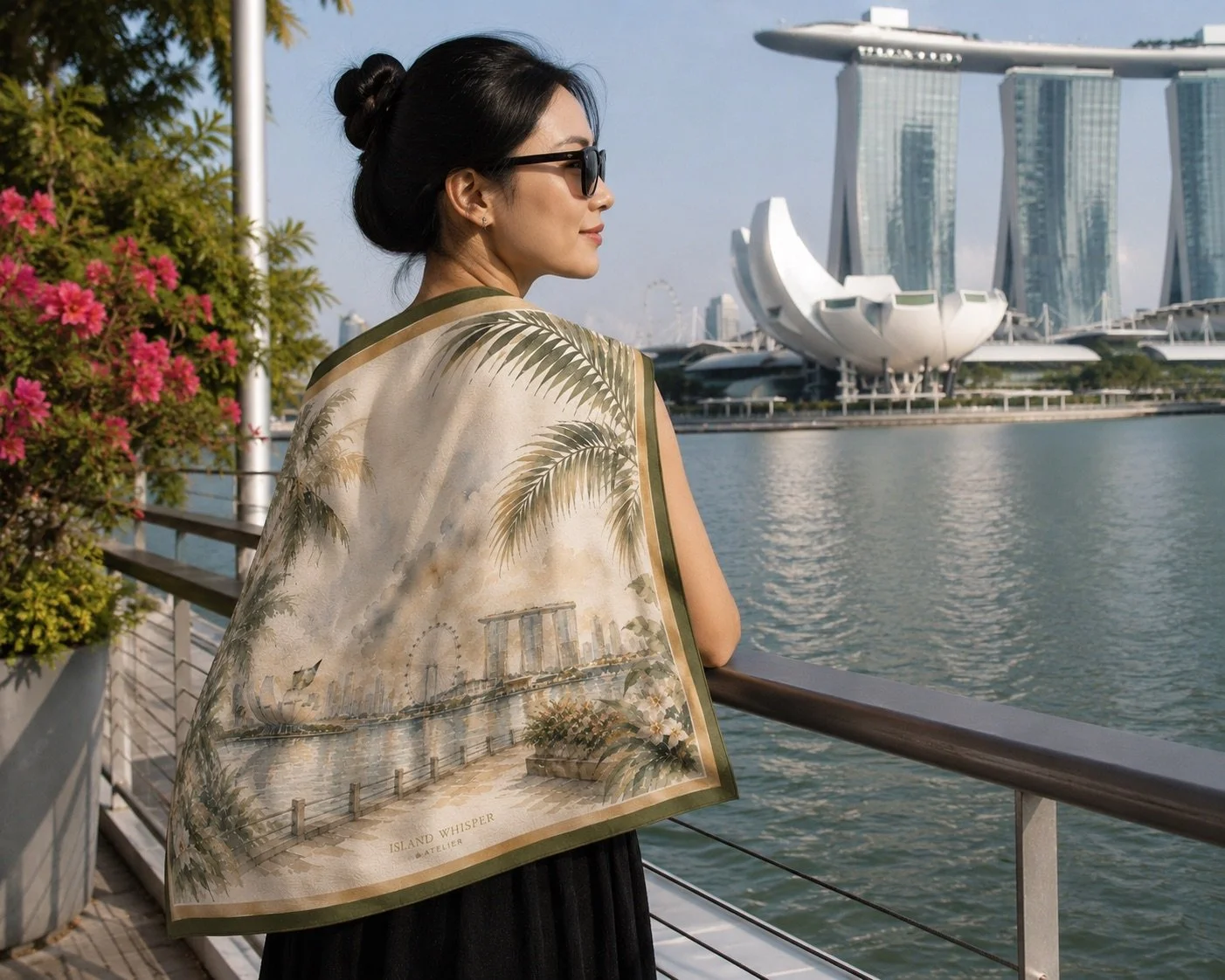 Luxury hand painted  silk scarf, desing by Island Whisper Atelier 