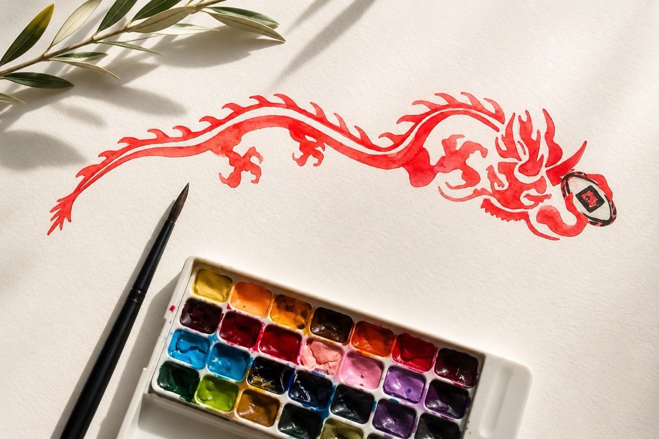 Original hand-painted watercolour artwork created for the Tanglin Rugby Club bespoke hand fan by Island Whisper Atelier.