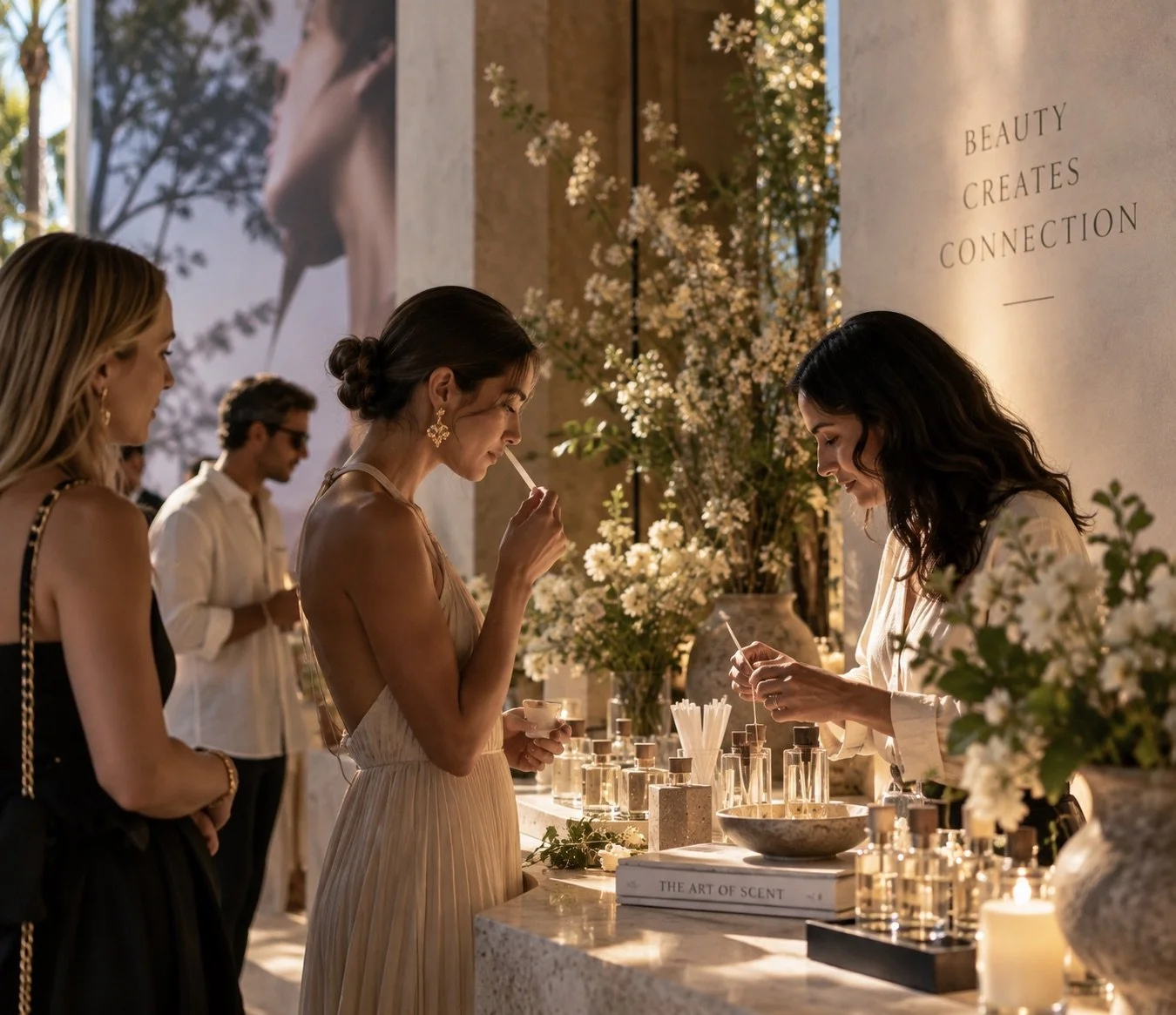 Luxury fashion and beauty brand activation with a sensory fragrance experience by Island Whisper Atelier.