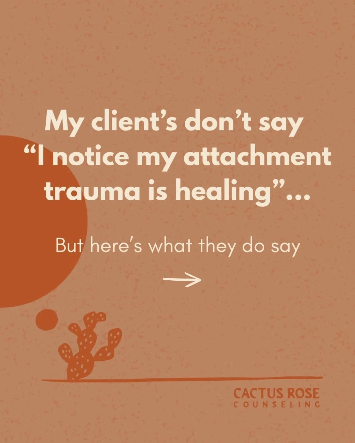 Attachment trauma is often subtle, and so healing can be too. Old patterns and neural pathways take consistency and time to truly shift! These are some phrases I hear my clients say that indicate they are seeing some real tangible changes 🌱
➡️See t