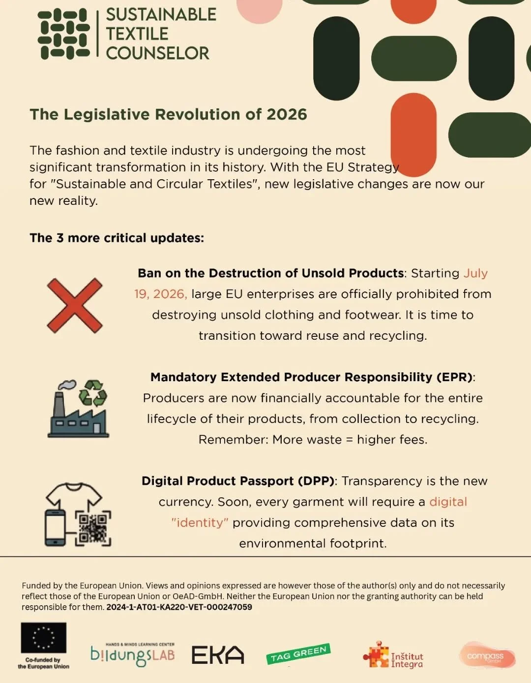 The Legislative Revolution of 2026 🌍
The textile industry is entering a new era &mdash; where sustainability is no longer a choice, but a legal requirement.
From banning the destruction of unsold goods to introducing Digital Product Passports, the E
