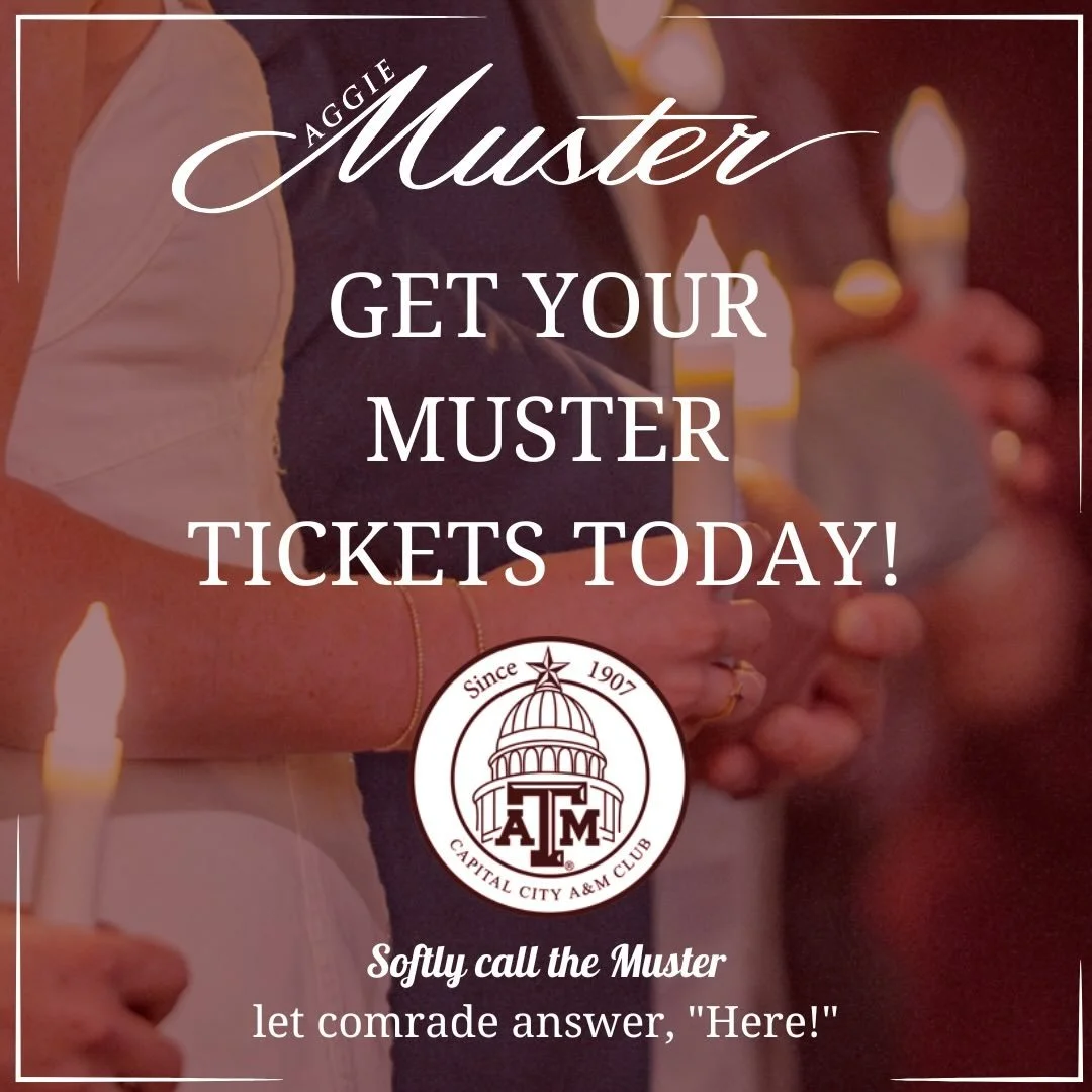 Austin Aggie Muster 2026 is just around the corner. Join the Capital City A&amp;M Club on April 21 at the Bullock Texas State History Museum as Aggies across Austin gather to remember those who have gone before us and answer &ldquo;Here.&rdquo;

Tick