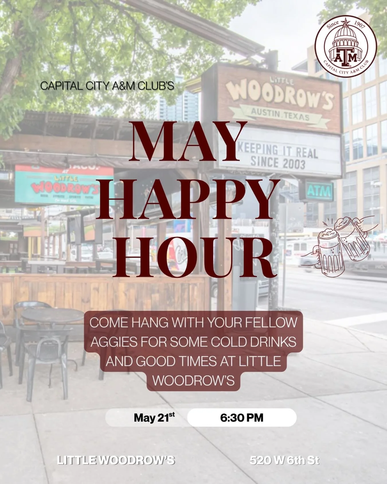📣MAY HAPPY HOUR IS HERE📣

Join us on May 21st for our monthly happy hour! This one is extra special as we&rsquo;re gearing up for our BARGE PARTY!! We are so back! 

Come to the happy hour and purchase your tickets and get an early bird discount, y