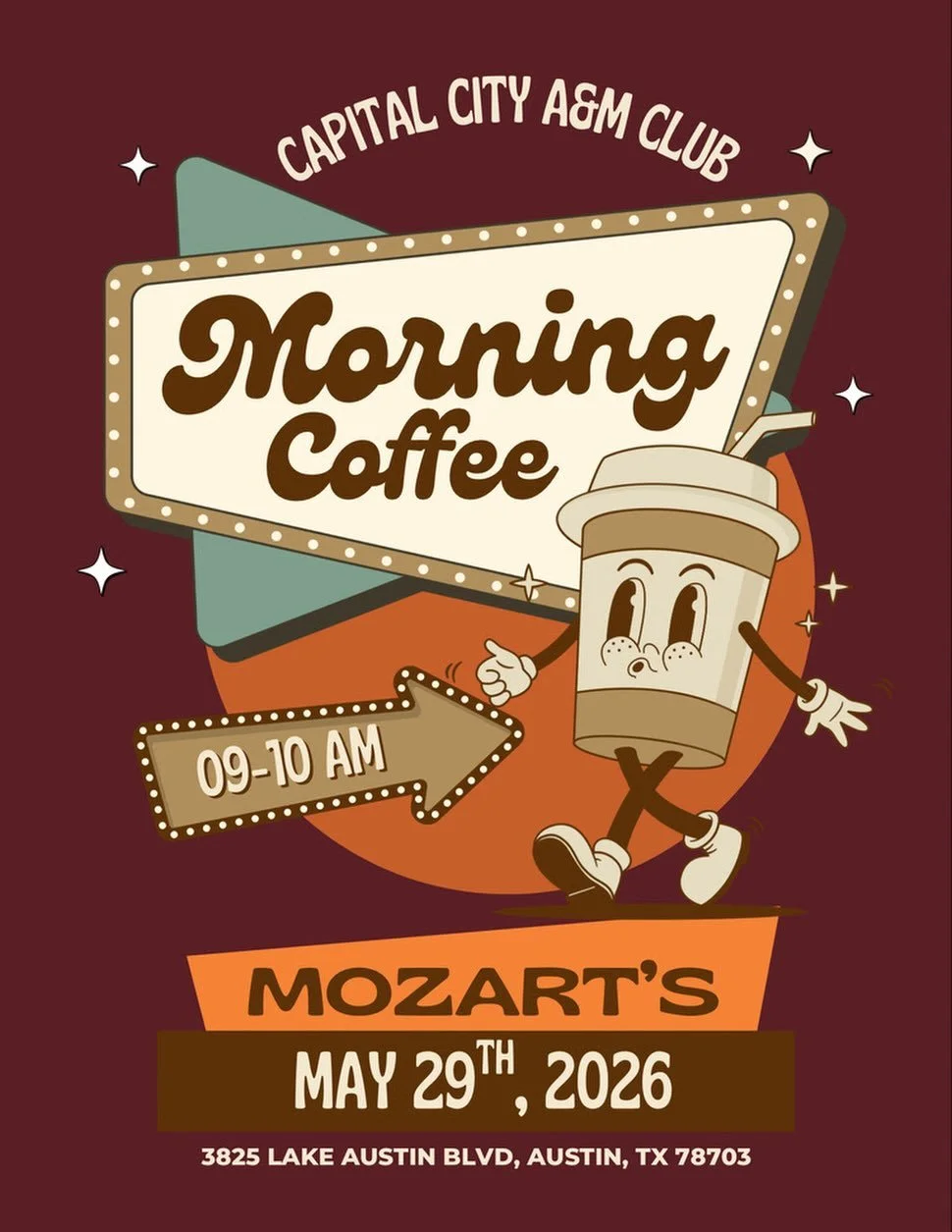 Start your Friday morning with fellow Aggies at our monthly Capital City A&amp;M Club Coffee at Mozart&rsquo;s Coffee Roasters.

Join us for a casual morning of coffee, conversation, and networking with former students and members of the Austin Aggie