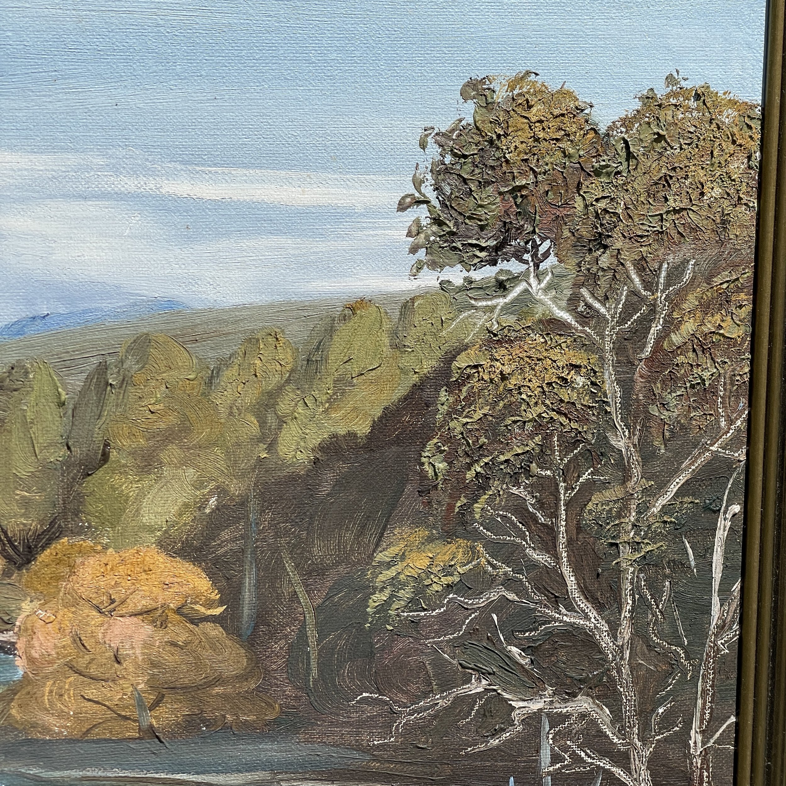 River Landscape Painting by M.E.Higginson