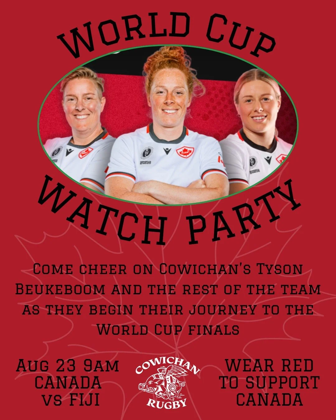 Join us at the club as @rugbycanada kicks off their World Cup tournament! GO @tysbutmostlydyzon GO!