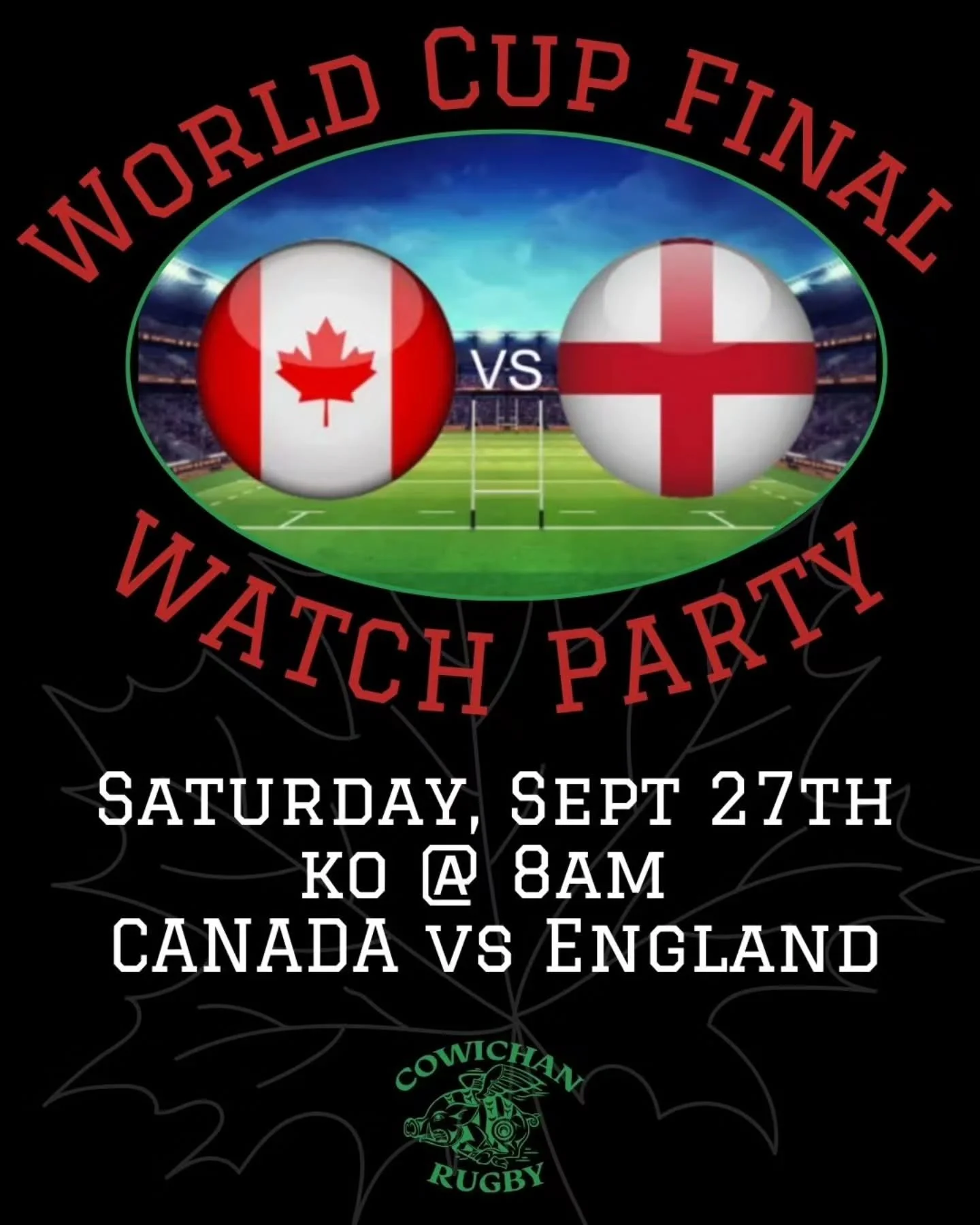 The club will be open early! See you all there to cheer on @rugbycanada - let's go!!! 🏆