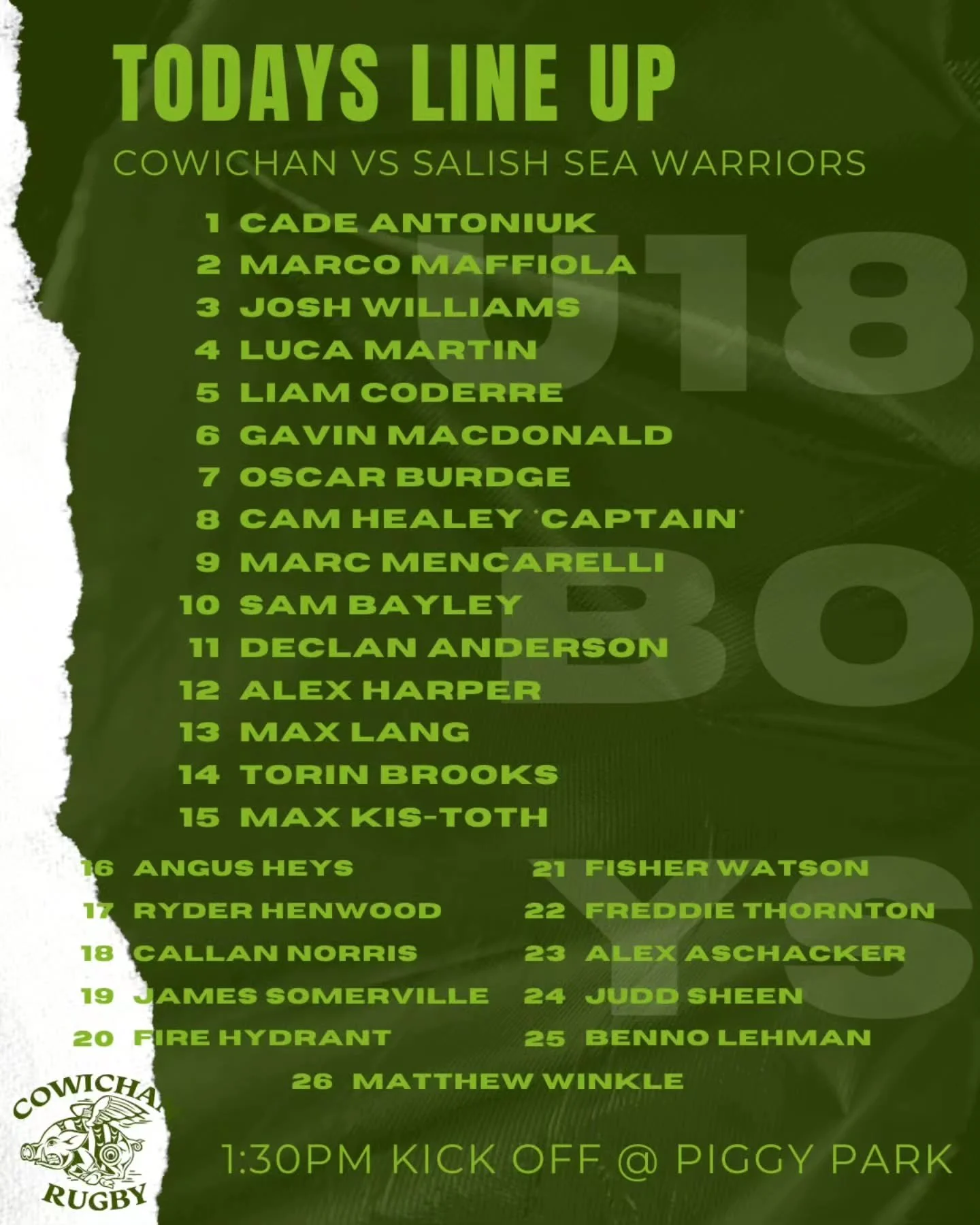 📣 HOME GAME 📣 1:30pm Kick Off at Piggy Park today!!