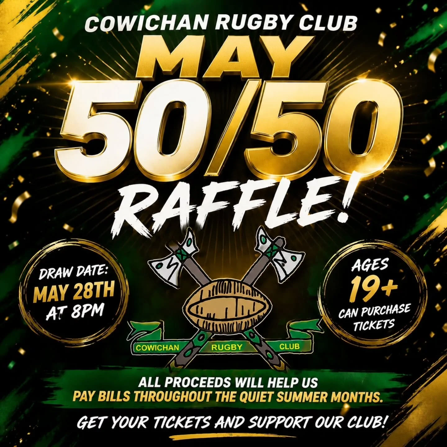 In case you missed it, the May raffle is live! The draw date is Thursday night at 8 pm, so make sure you buy your tickets ASAP!! We've had three big winners so far, and this week could be YOU 🫵
💻 cowichanrugby.ca/raffle