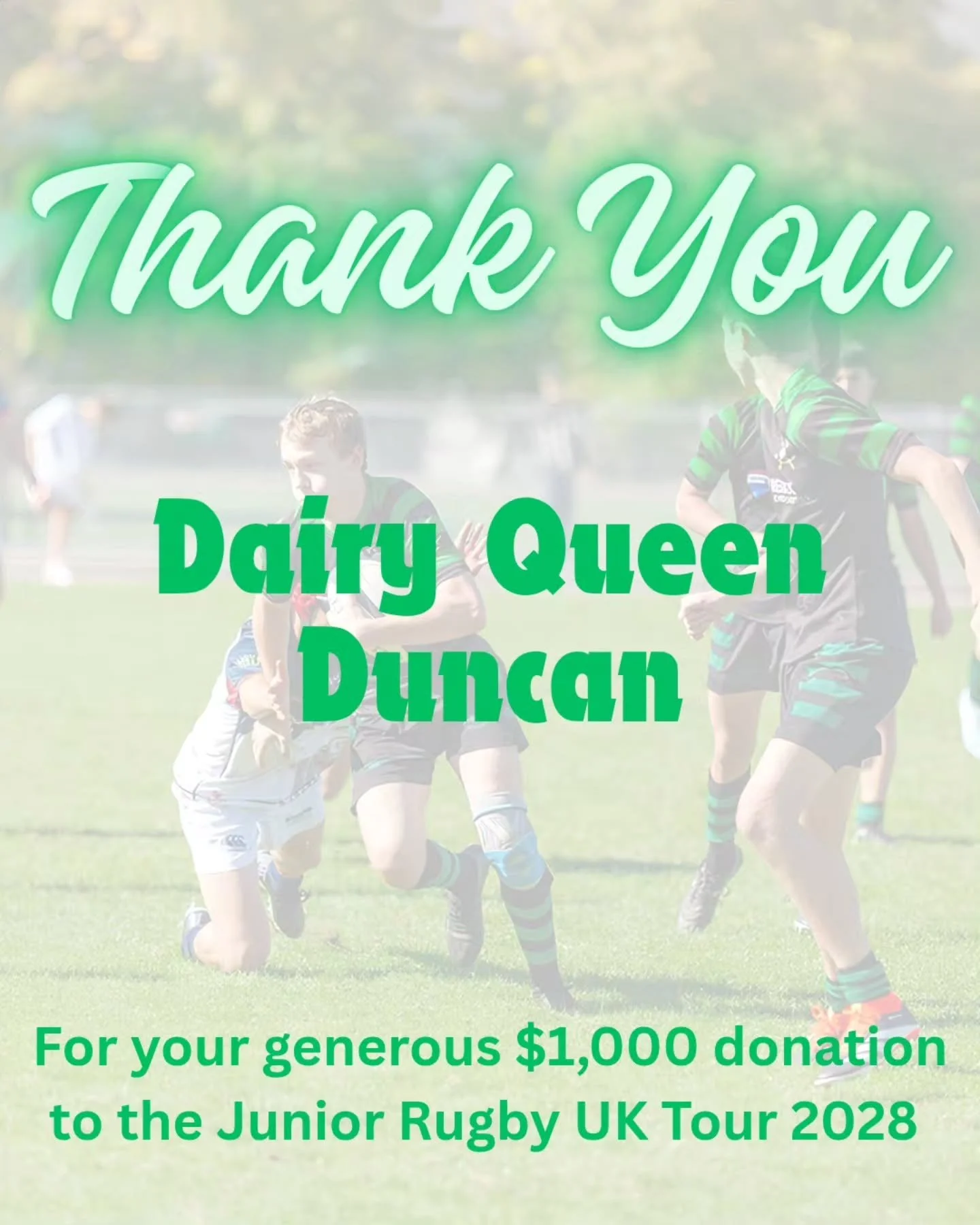We have so many people to thank, especially after last weekend!! We'd like to give a shout out to Travis and the team at Dairy Queen for supporting our young players in their efforts to tour the UK in 2028!
Touring is an amazing experience for youth,