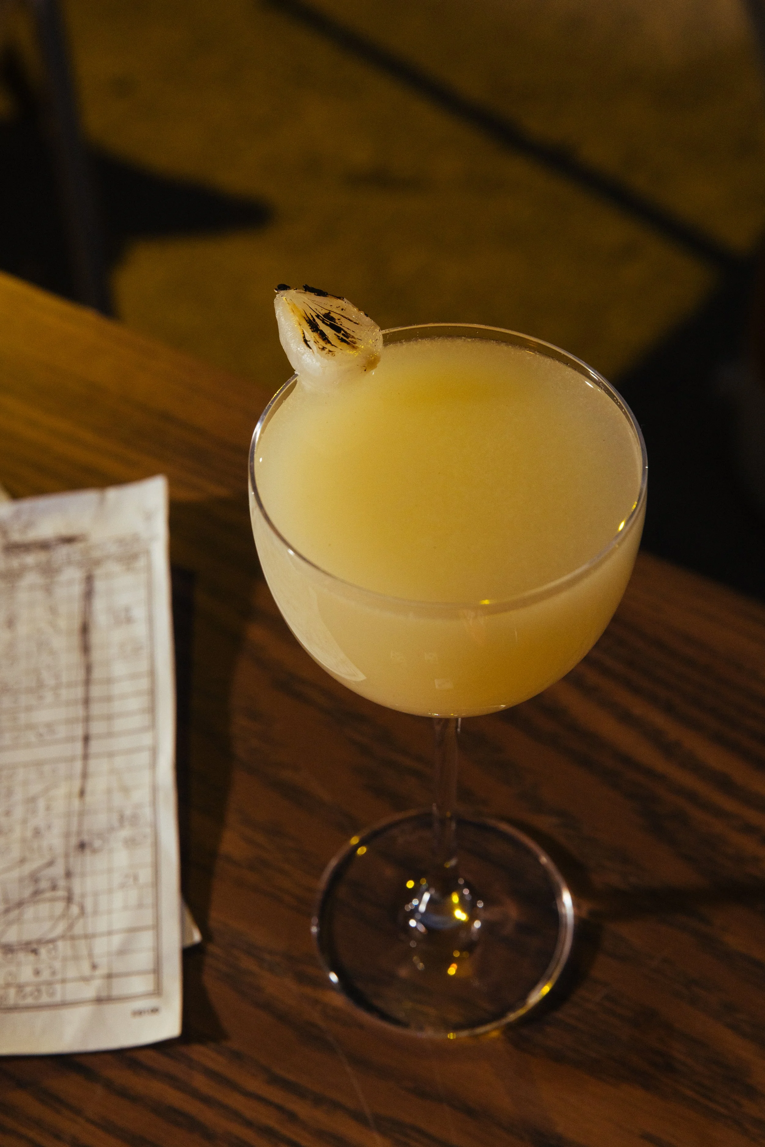 Vocho — Oaxacan rum, Dijon horseradish, lime, chile and saline with caramelized cocktail onion.