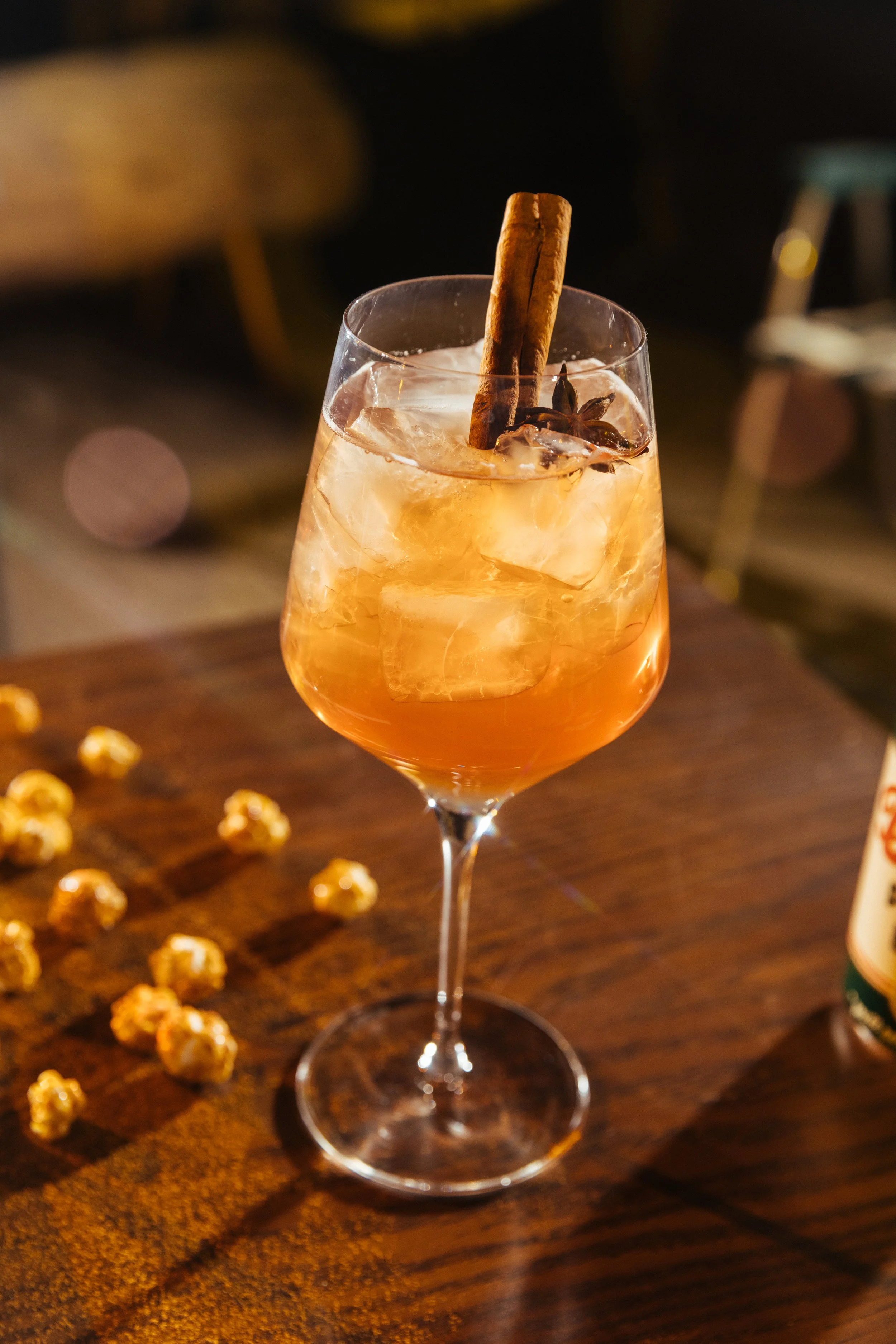 Omega — Gentian amaro, bergamot liqueur, chai demerara and clementine, finished with sparkling wine.