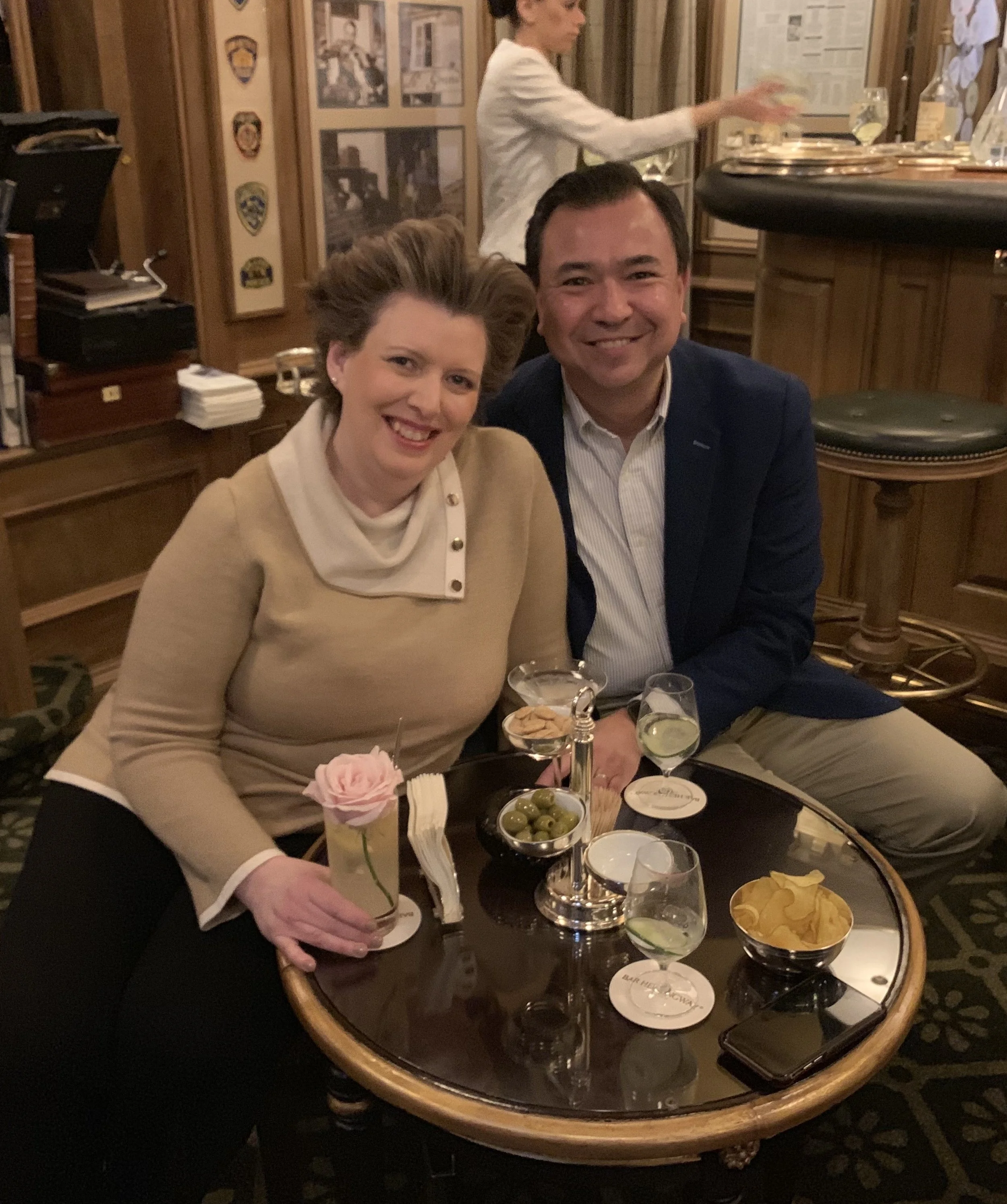 Kelly and her husband at Bar Hemingway in the Ritz Paris